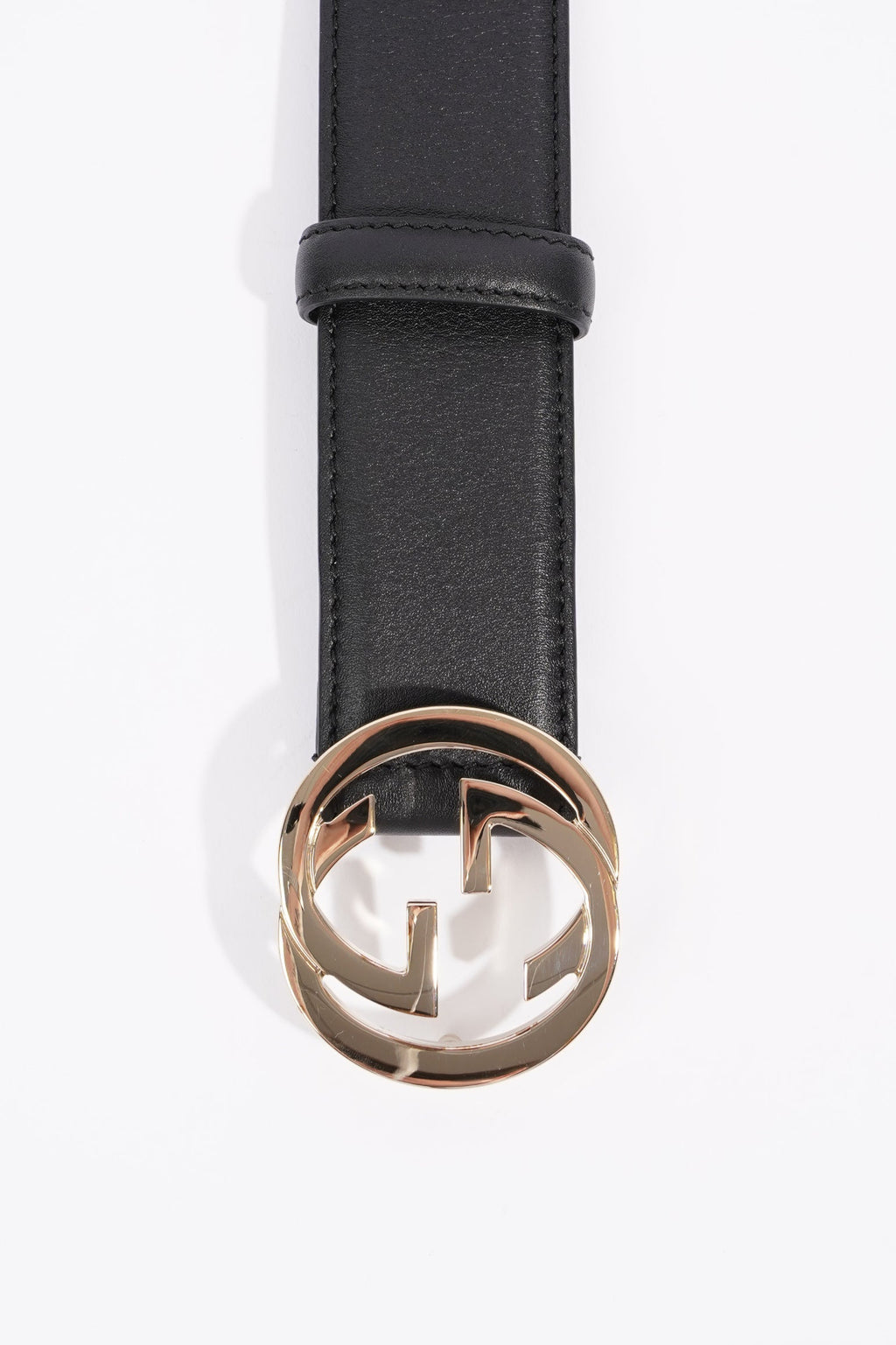 Gucci Womens Interlocking Belt Black Leather 100cm - 40"
