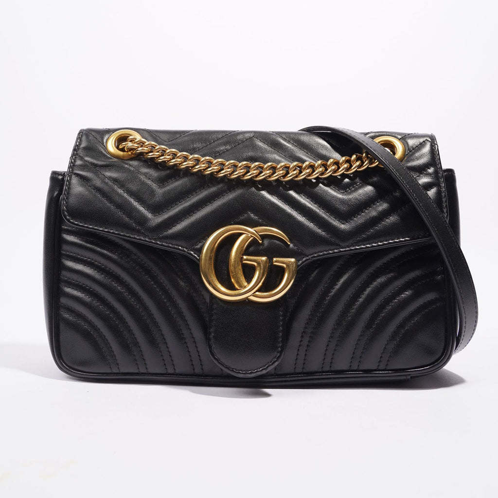 Gucci Marmont GG Flap Bag Black Leather Small