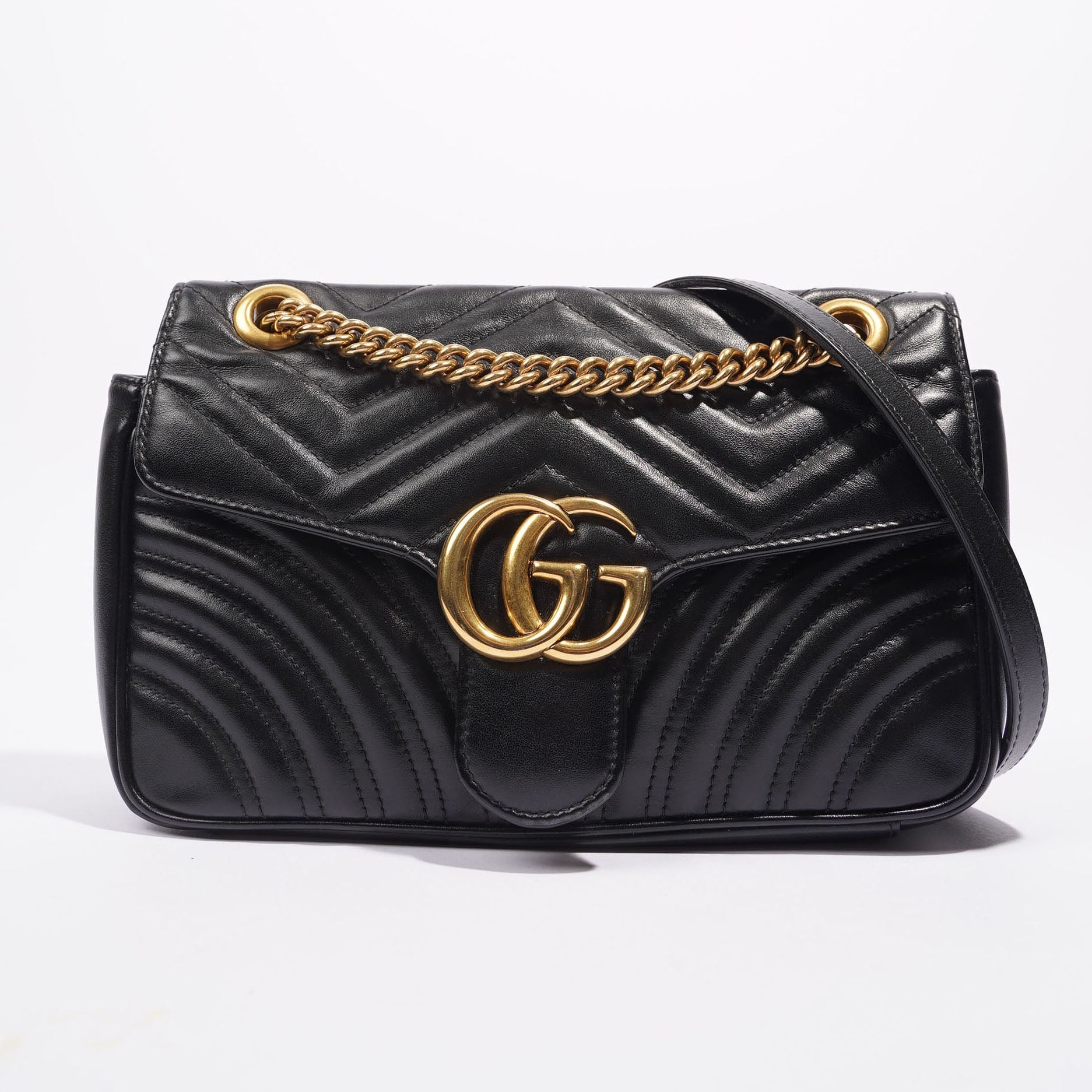 Gucci Marmont GG Flap Bag Black Leather Small