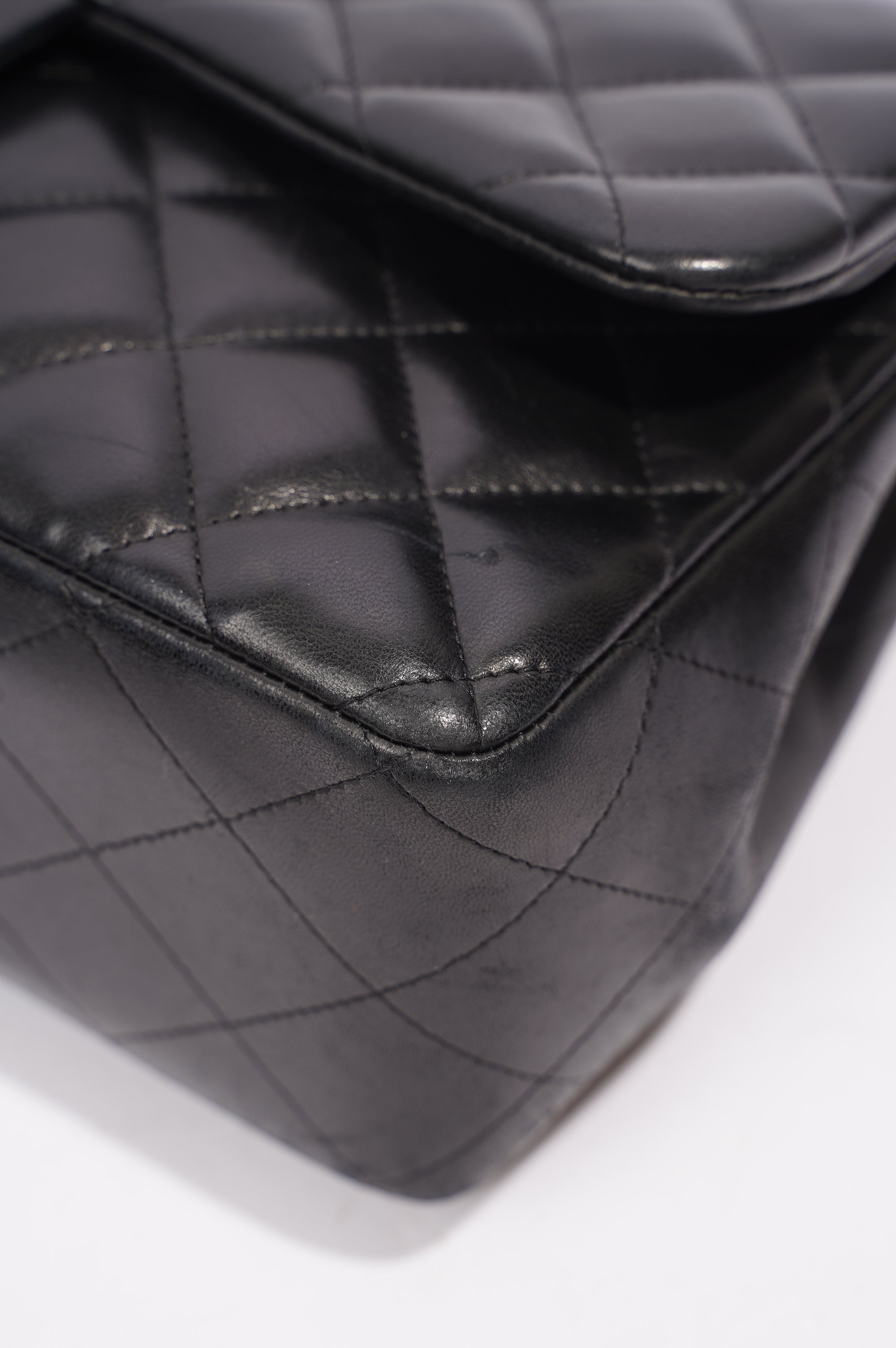 Chanel Double Flap Bag Black Lambskin Leather Large