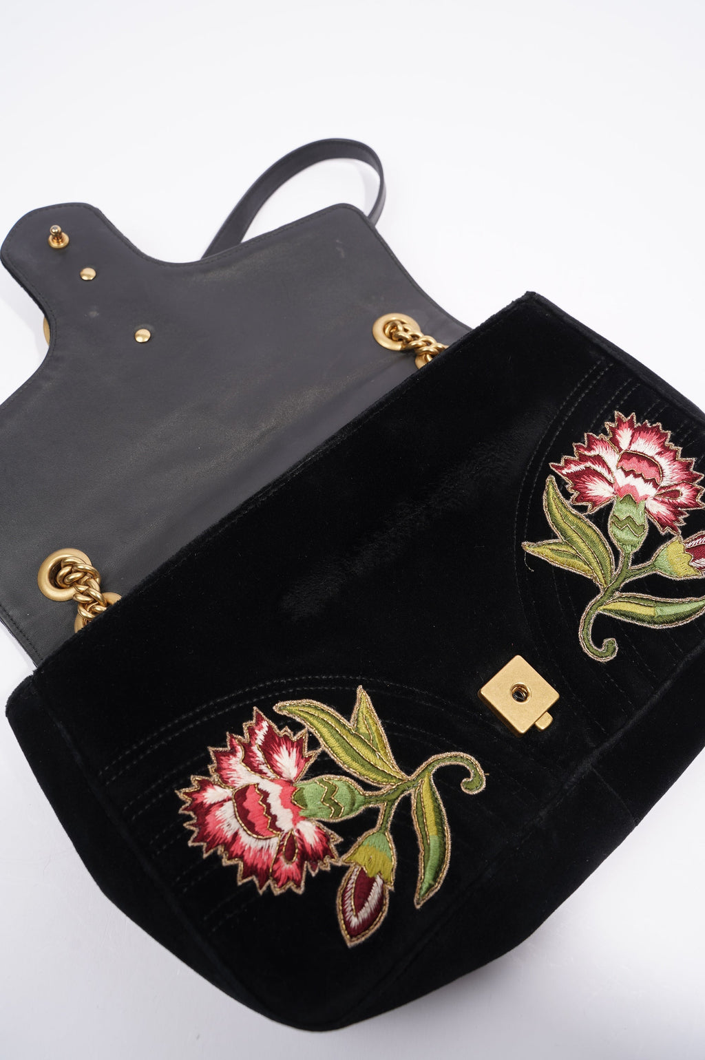 Gucci Womens Marmont Loved Flap Black Multi Medium