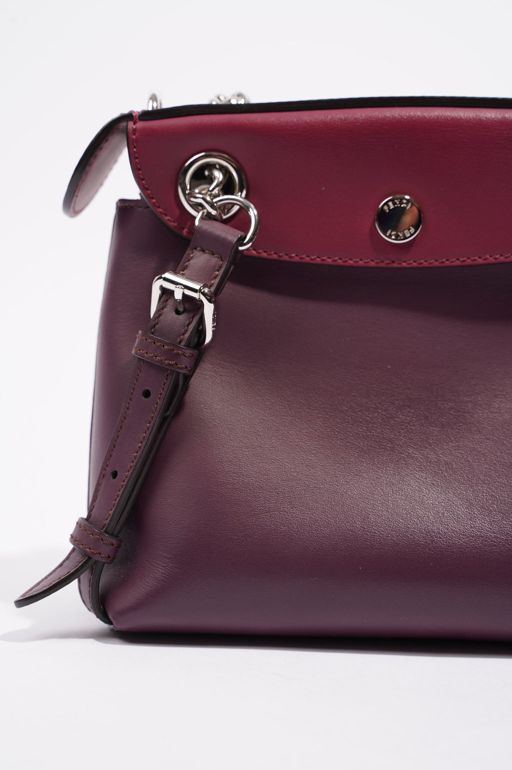 Fendi Womens Pearl Scalloped Mini Back To School Backpack Black / Cherry
