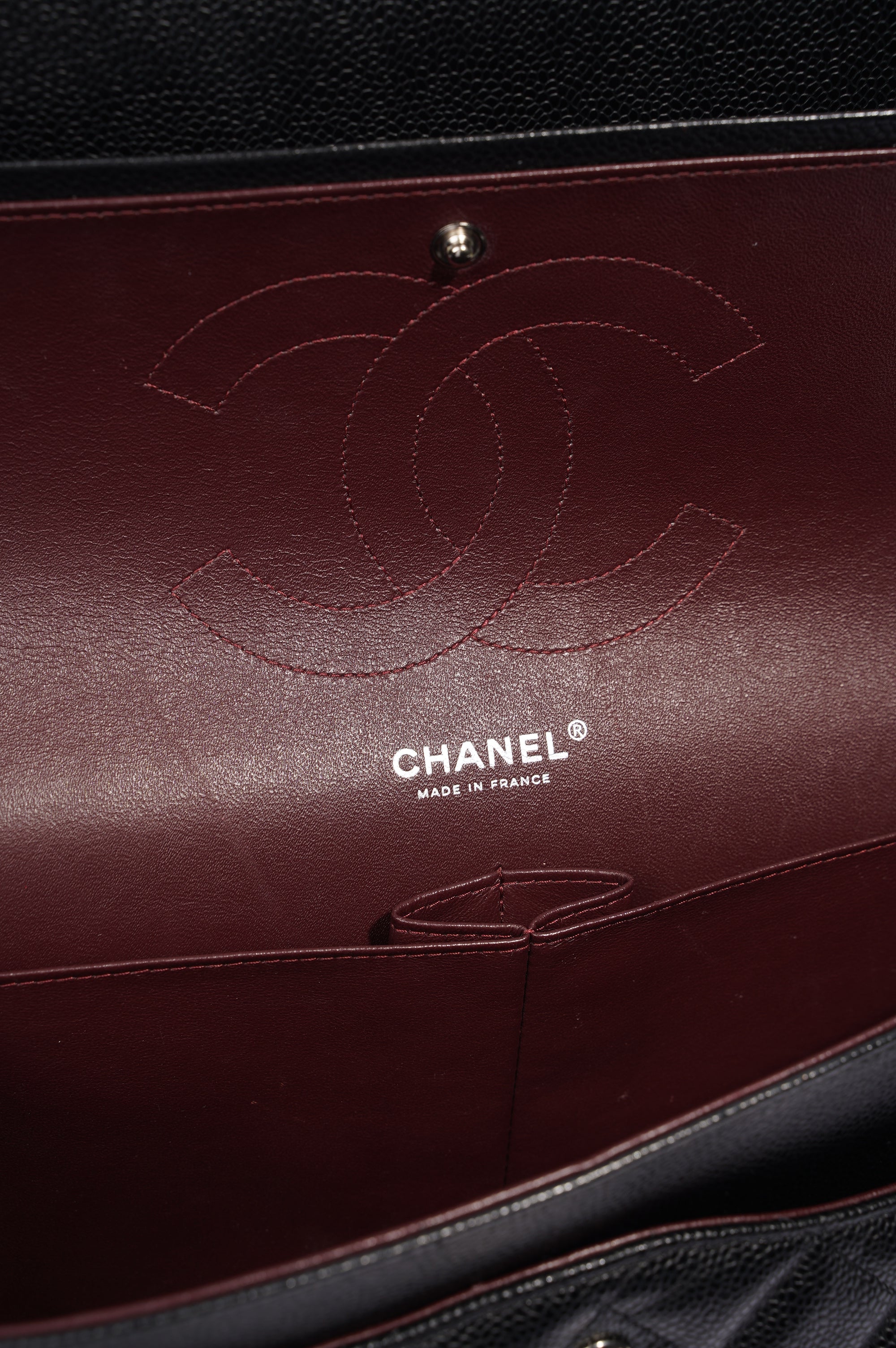 Chanel Womens Caviar Classic Double Flap Black Large