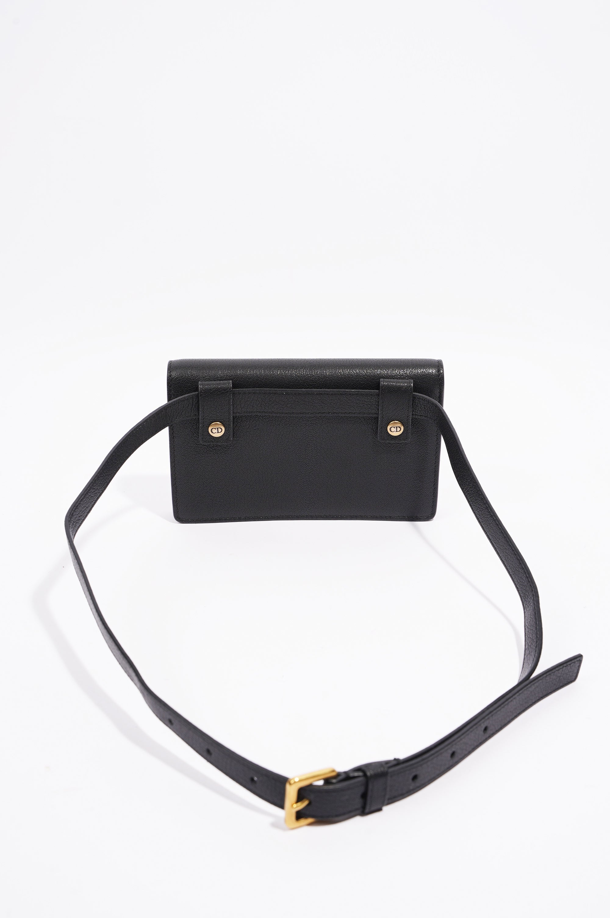 Christian Dior Saddle Belt Pouch Black Leather