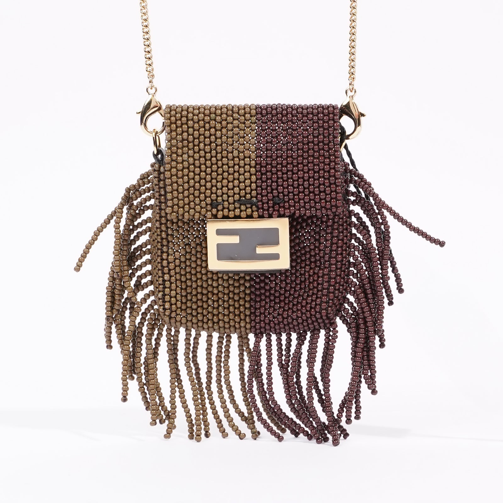 Fendi Pico Baguette Dark Brown / Soft Gold Mini