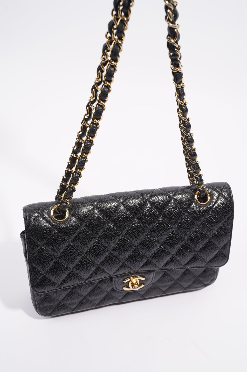 Chanel Womens Classic Flap Black Caviar Medium