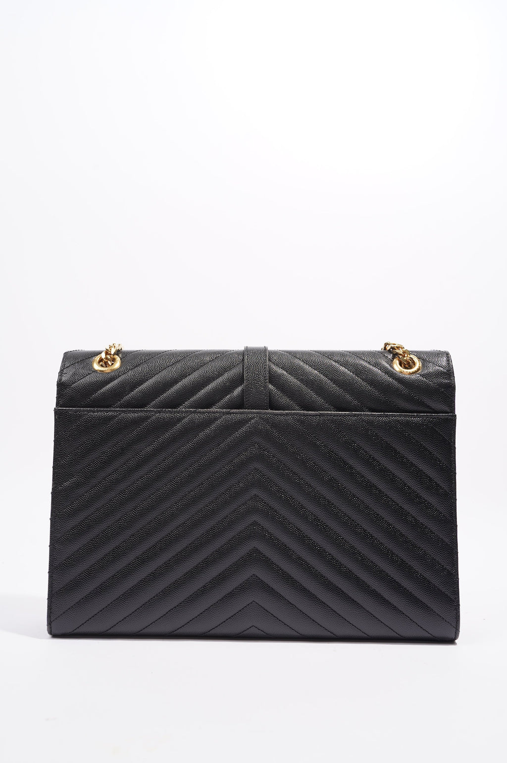 SAINT LAURENT WOMENS ENVELOPE BAG BLACK LEATHER LARGE