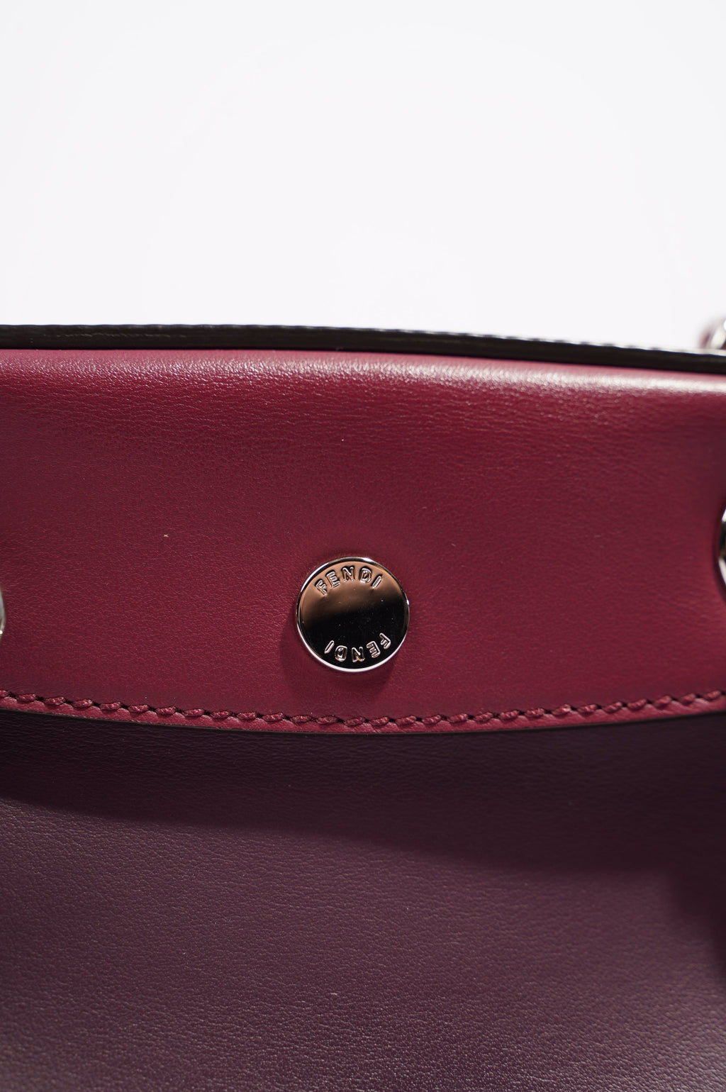 Fendi Womens Pearl Scalloped Mini Back To School Backpack Black / Cherry
