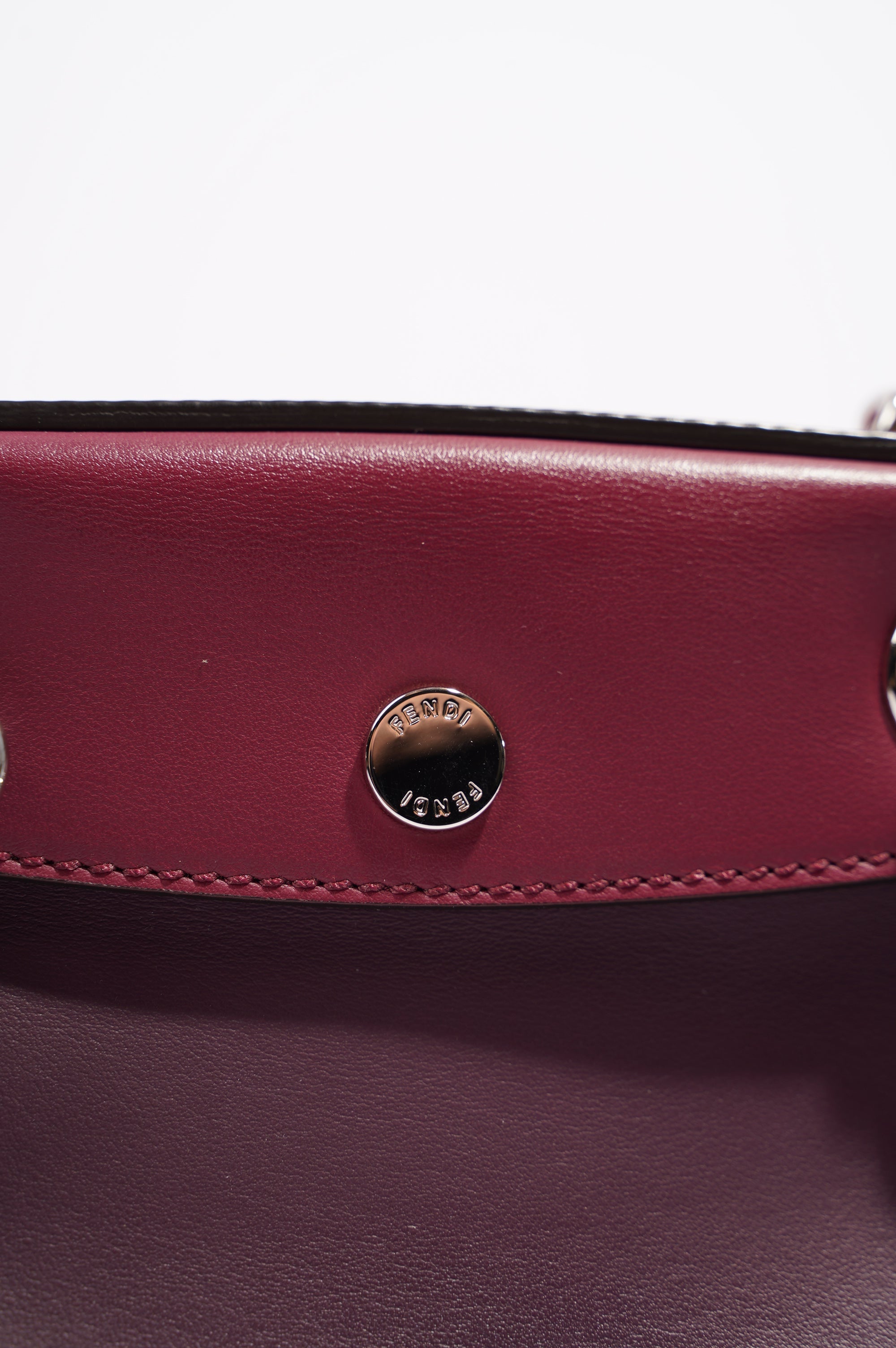 Fendi Womens Pearl Scalloped Mini Back To School Backpack Black / Cherry