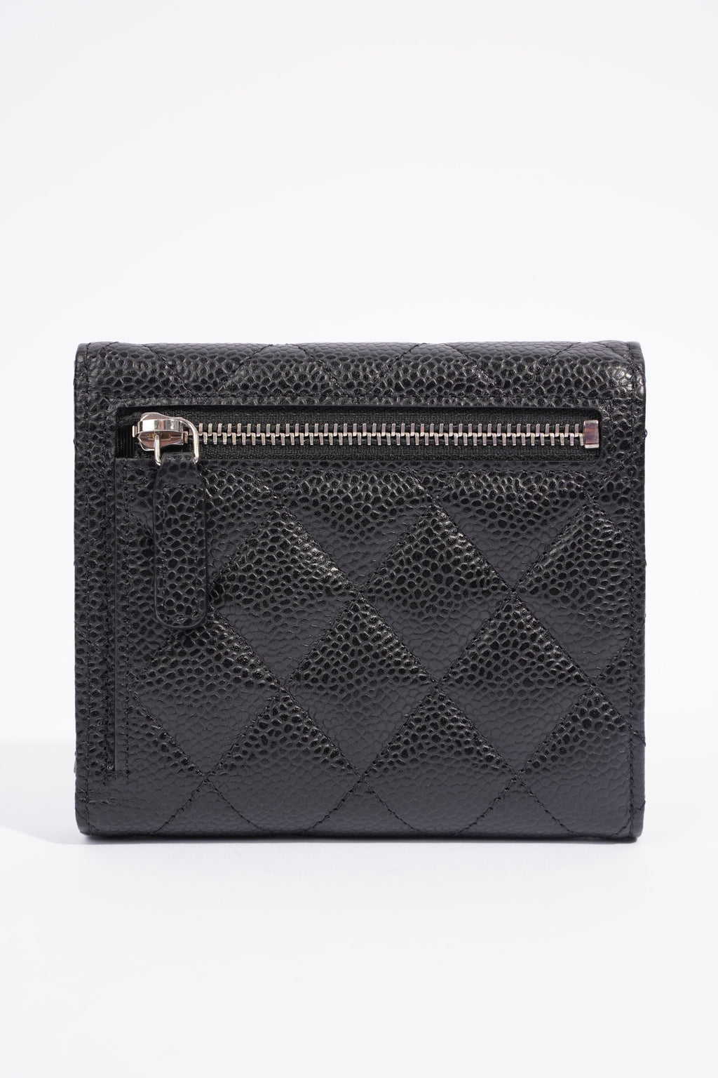Chanel Womens Classic Flap Wallet Black Caviar Leather Small