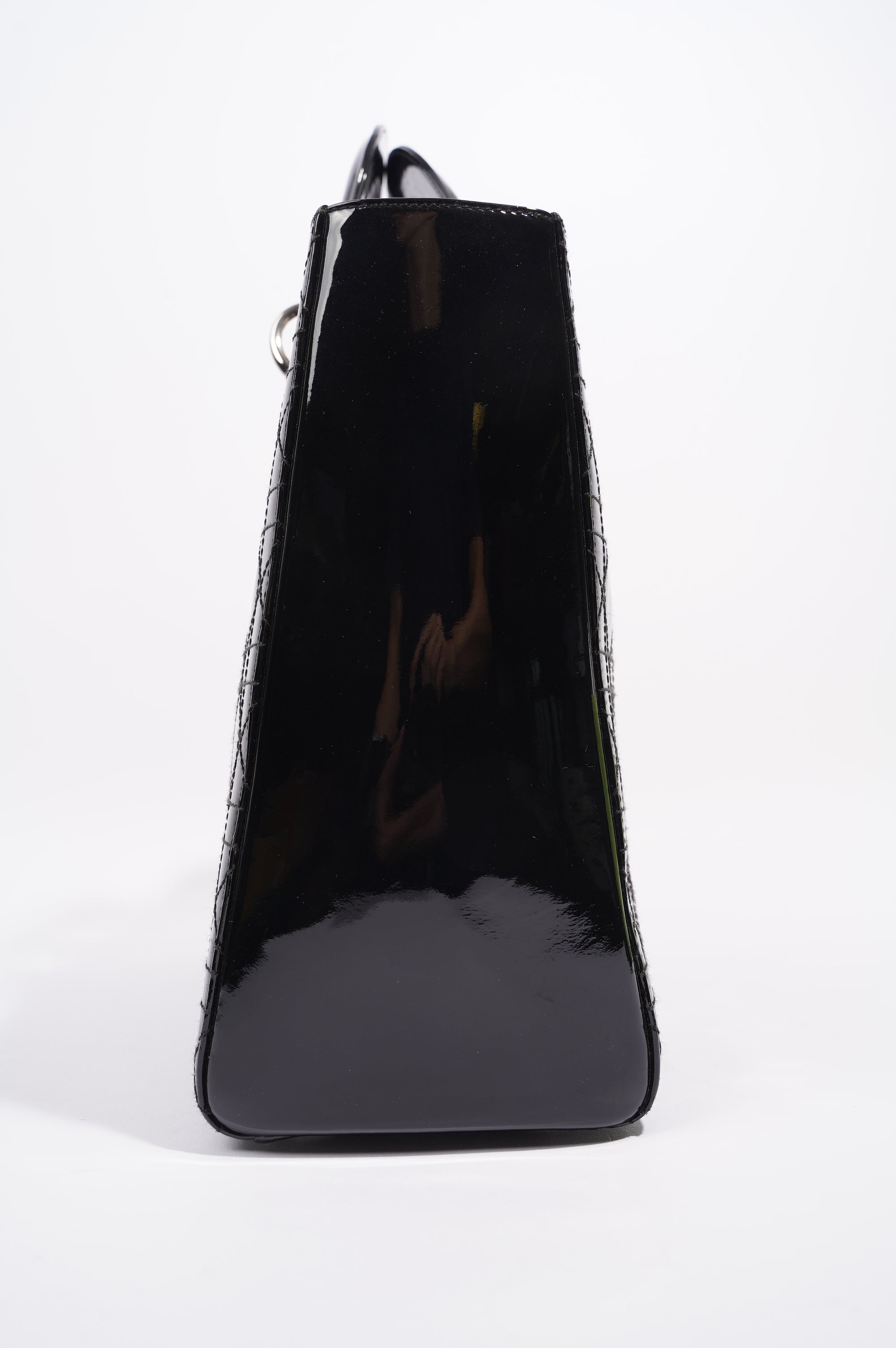 Christian Dior Lady Dior Bag Black Patent Leather Large