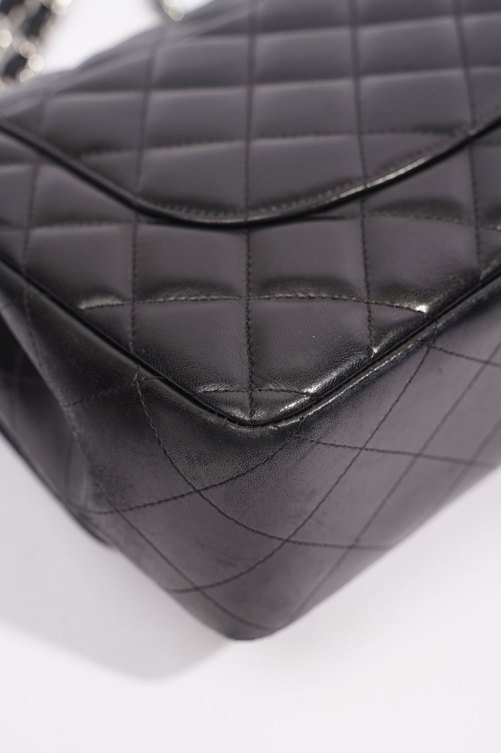 Chanel Double Flap Bag Black Lambskin Leather Large