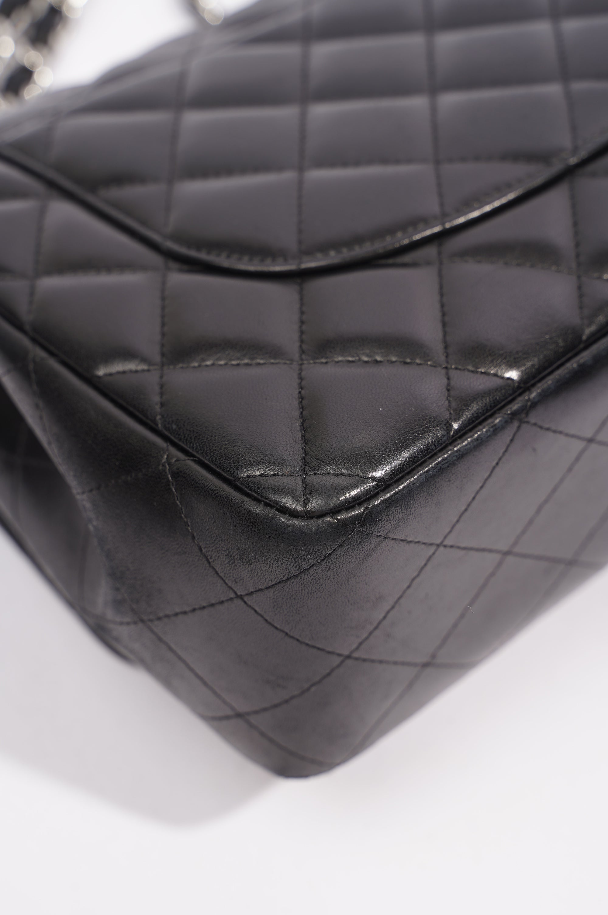 Chanel Double Flap Bag Black Lambskin Leather Large
