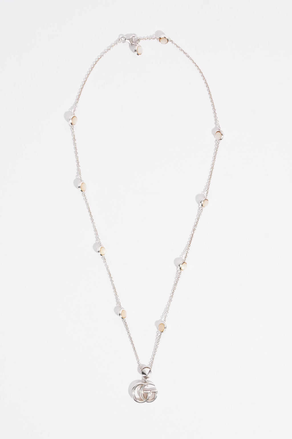 Gucci Mother of Pearl GG Necklace Sterling Silver