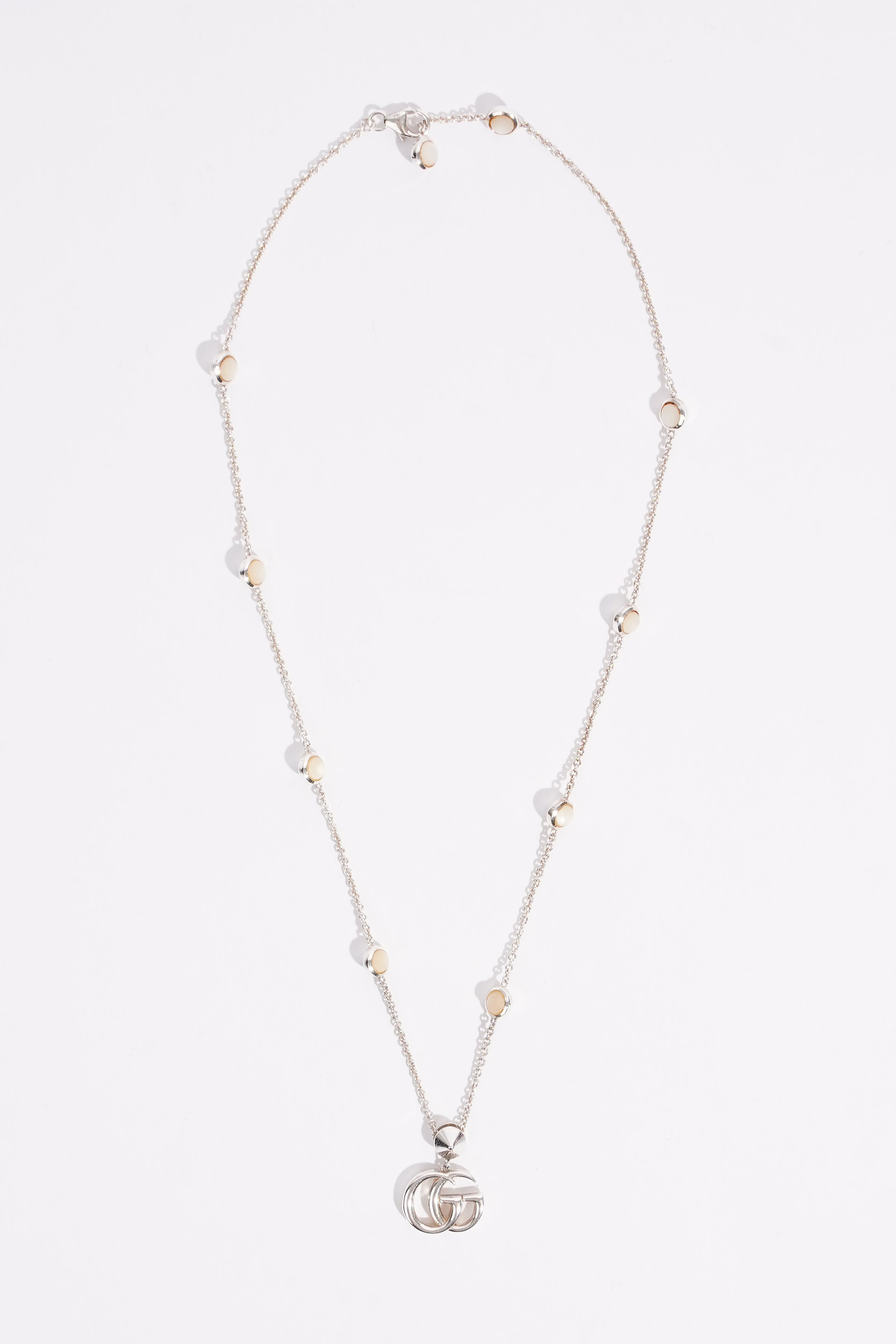 Gucci Mother of Pearl GG Necklace Sterling Silver