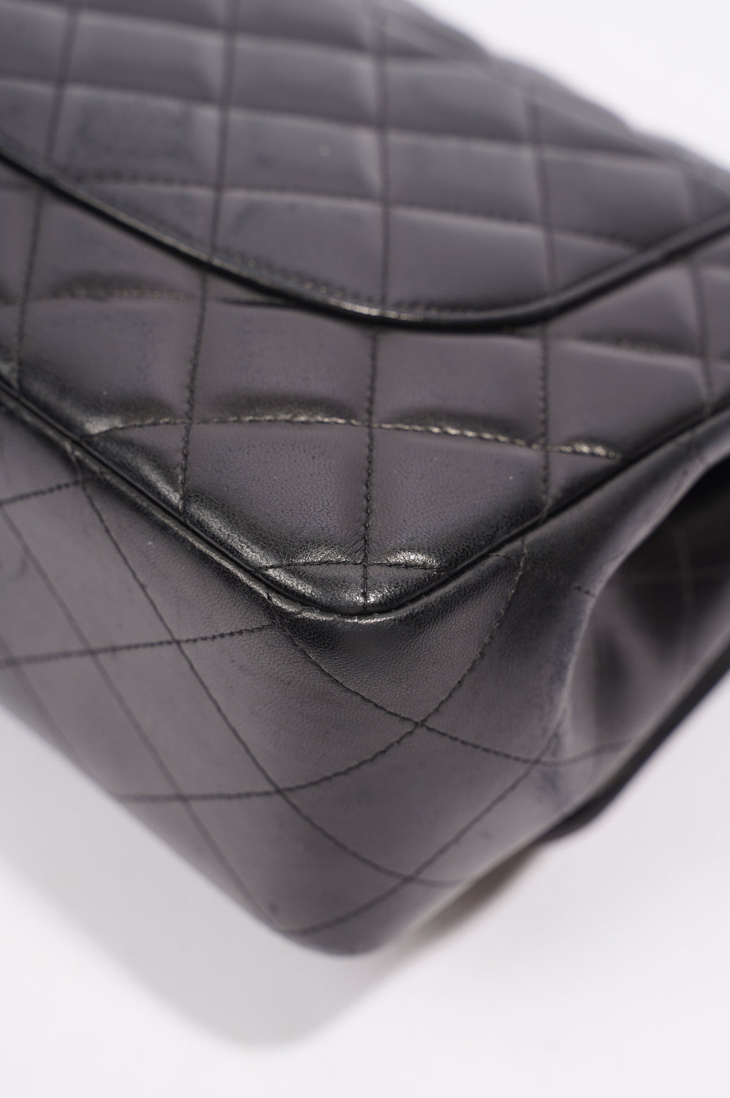 Chanel Double Flap Bag Black Lambskin Leather Large
