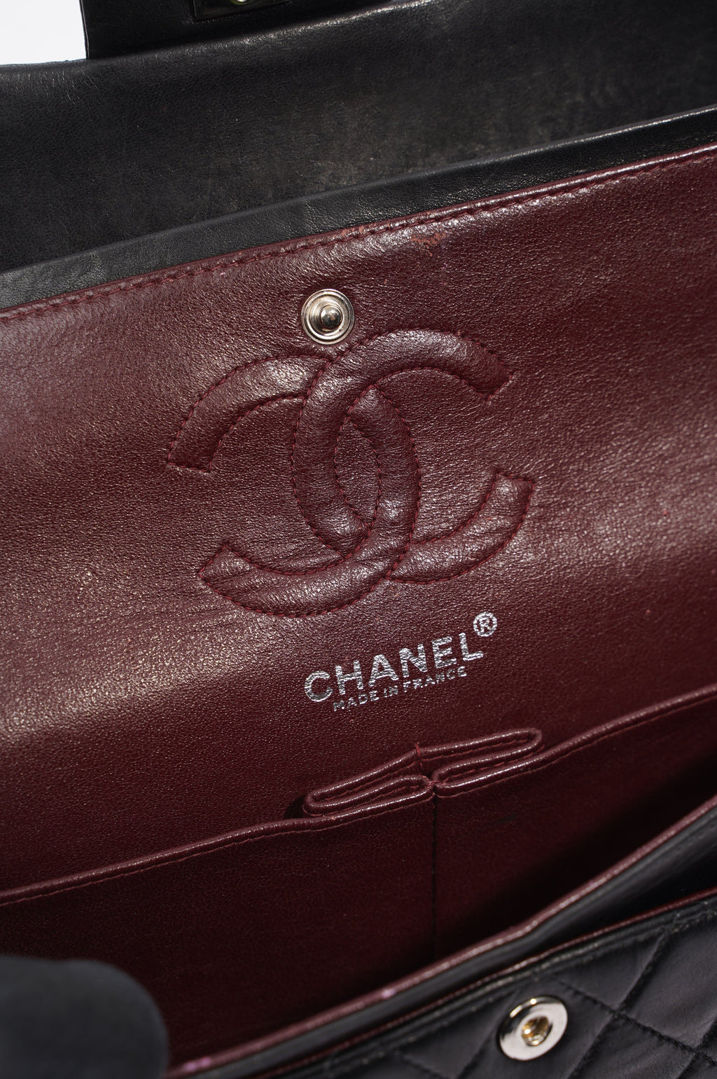 Chanel Womens Lambskin Double Flap Black Small