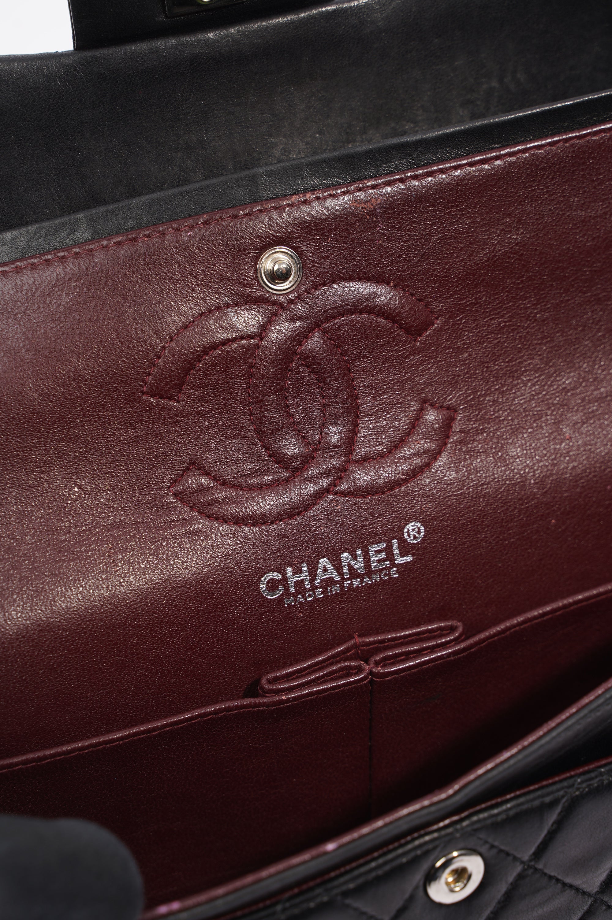 Chanel Womens Lambskin Double Flap Black Small