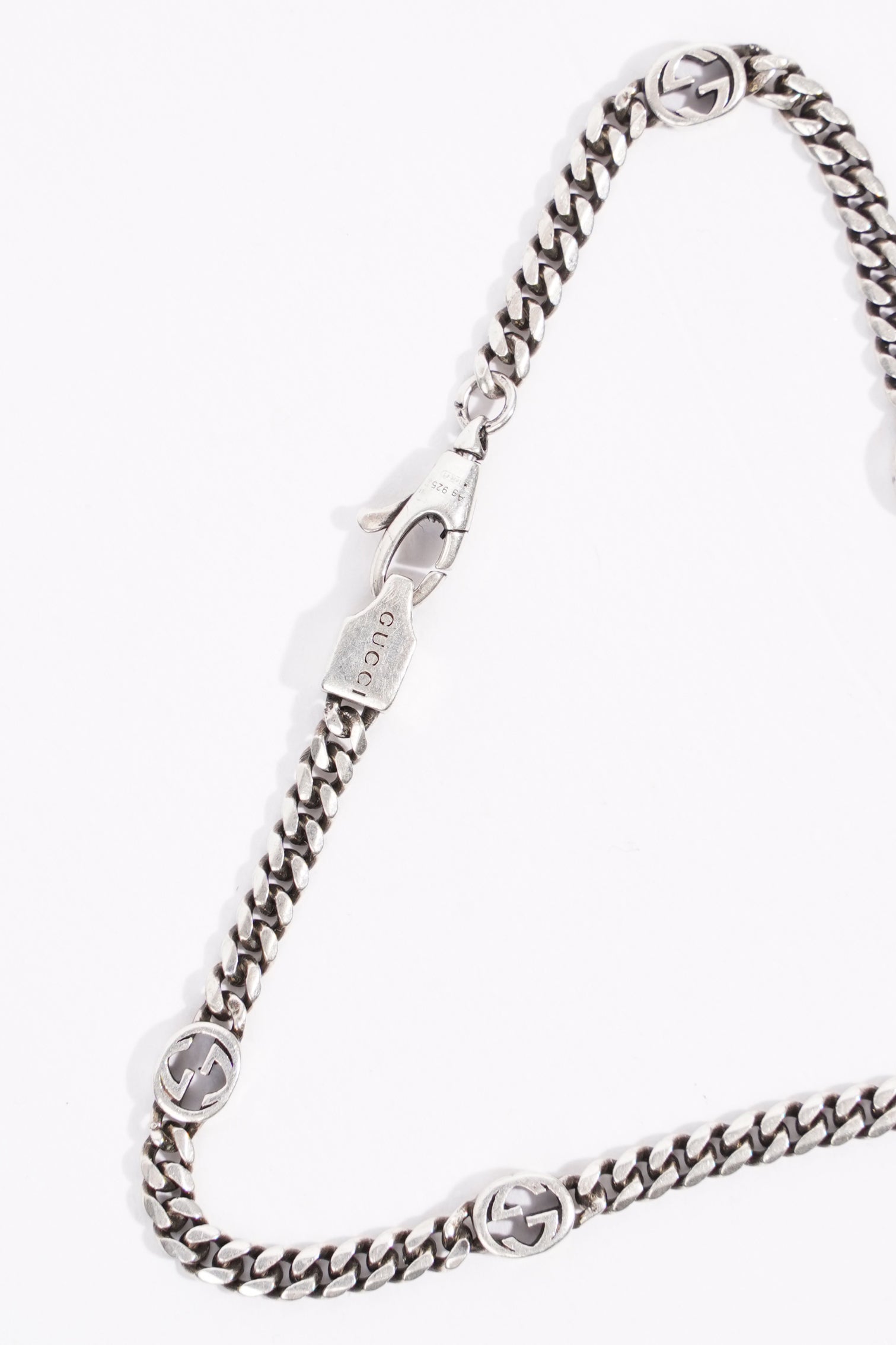 Gucci Mens Interlocking G Bracelet Sterling Sterling