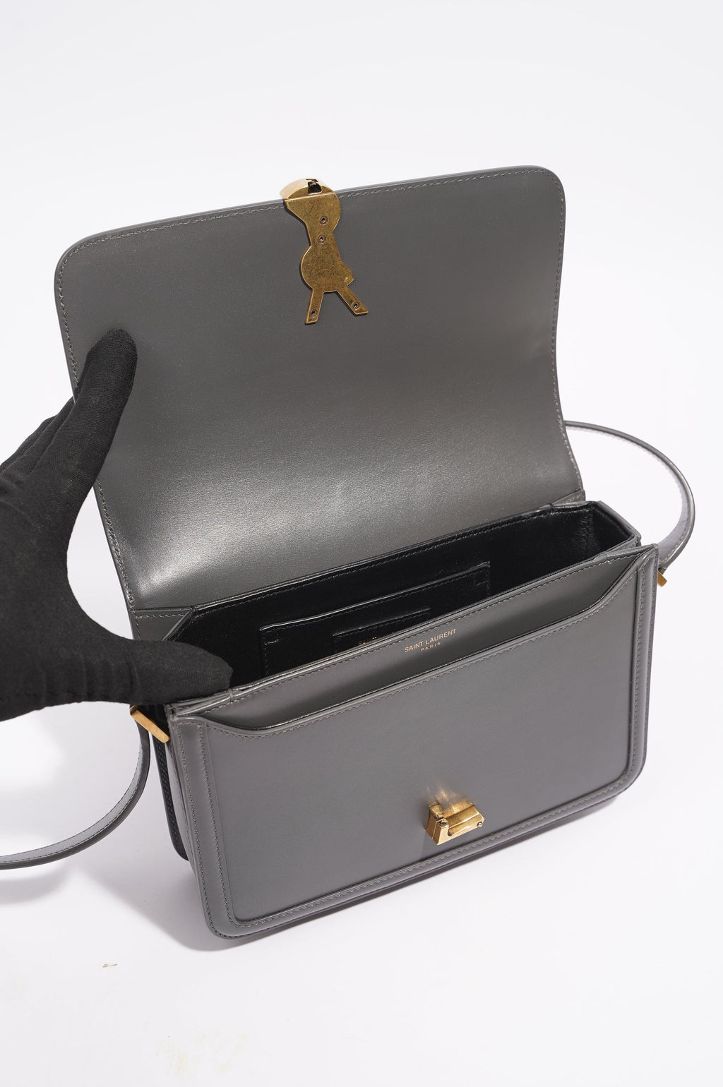 Saint Laurent Solferino Satchel Grey Leather Medium