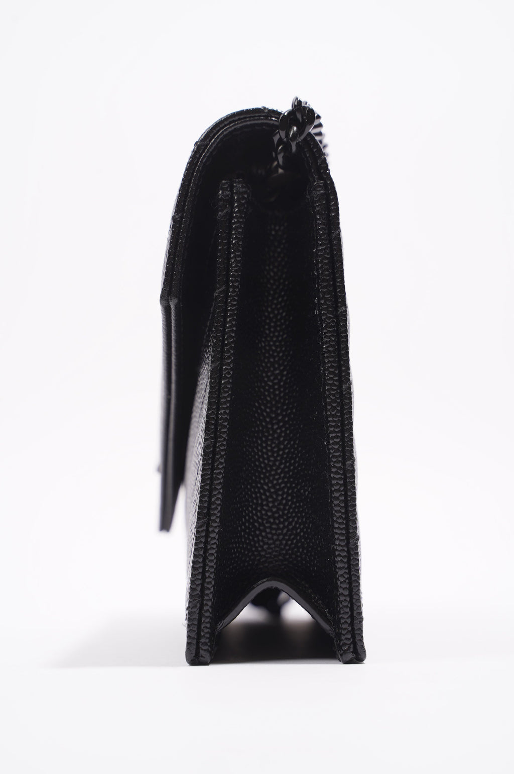 Saint Laurent Womens Cassandre Envelope Chain Bag Black Leather