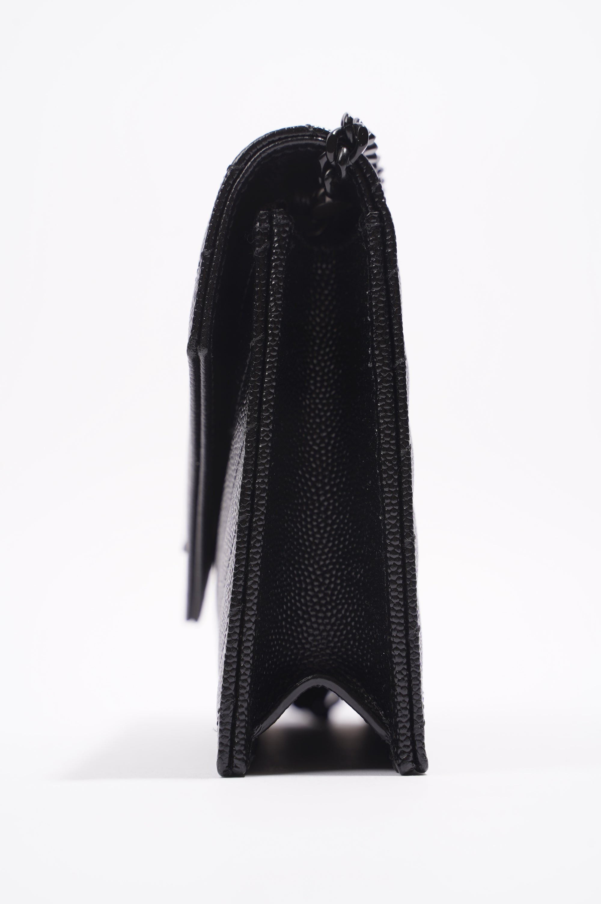 Saint Laurent Womens Cassandre Envelope Chain Bag Black Leather