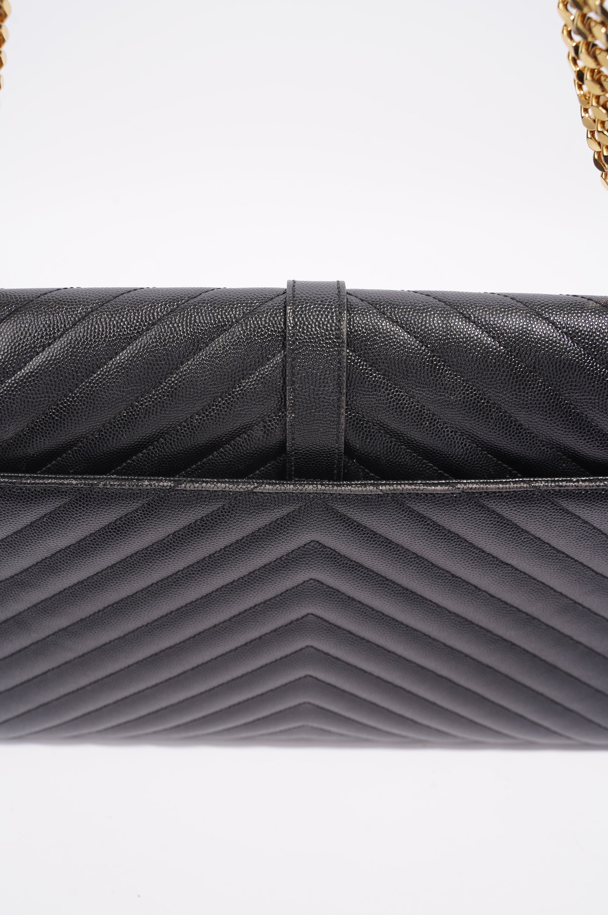 SAINT LAURENT WOMENS ENVELOPE BAG BLACK LEATHER LARGE