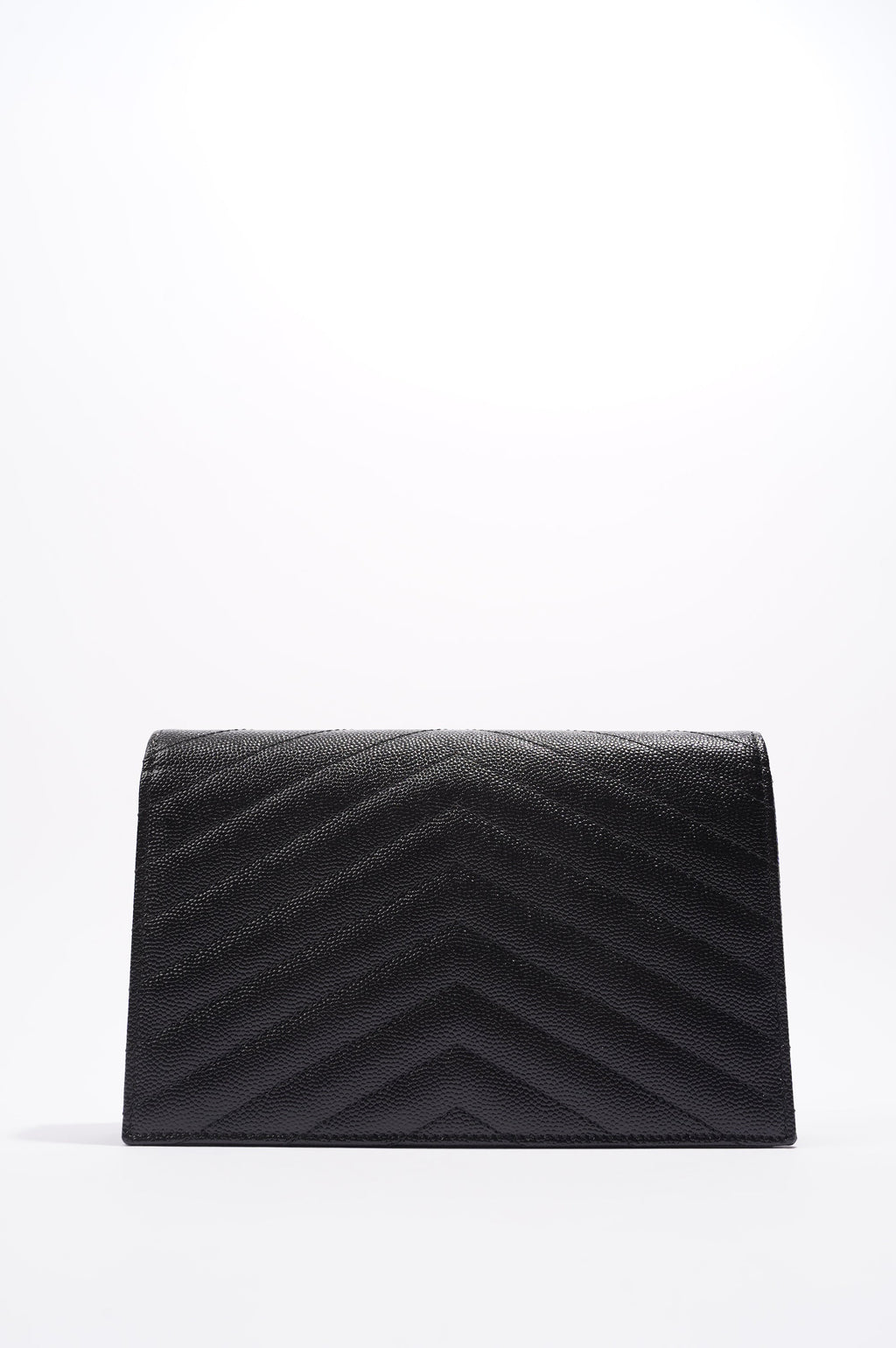 Saint Laurent Womens Cassandre Envelope Chain Bag Black Leather