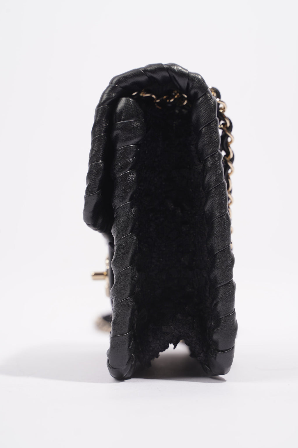 Chanel Womens Flap Bag Black Tweed Mini