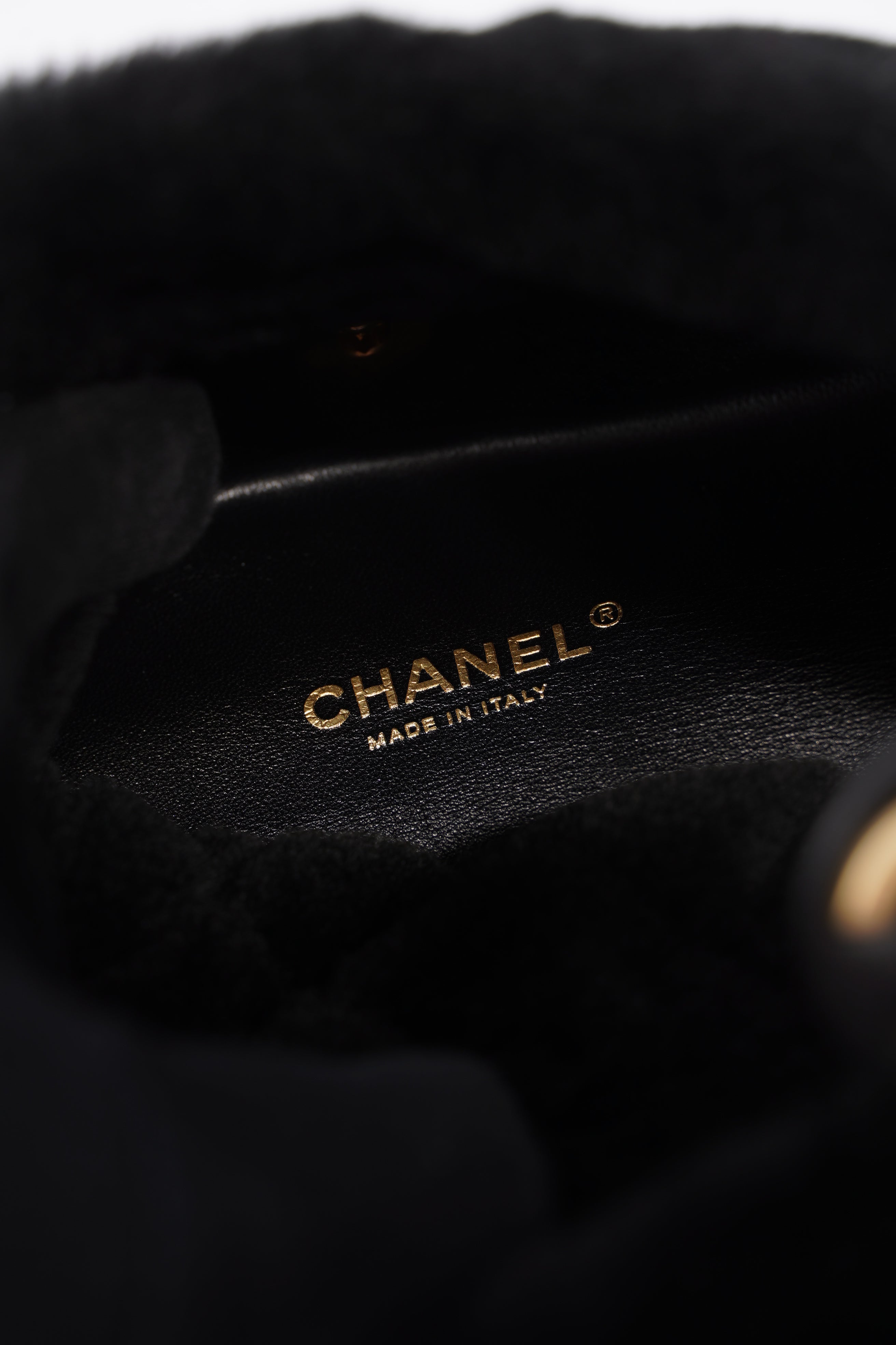 Chanel Womens Shearling Lambskin Backpack Black