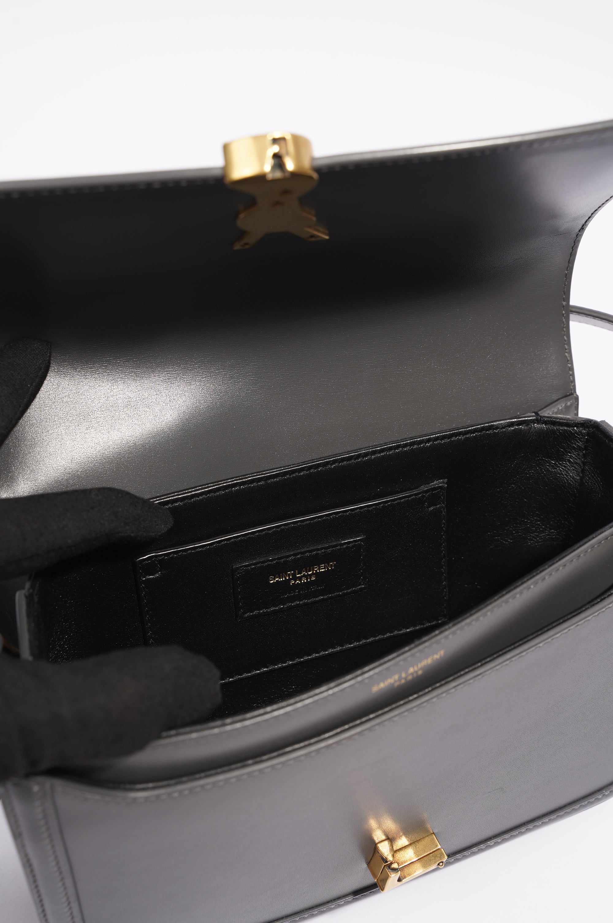 Saint Laurent Solferino Satchel Grey Leather Medium