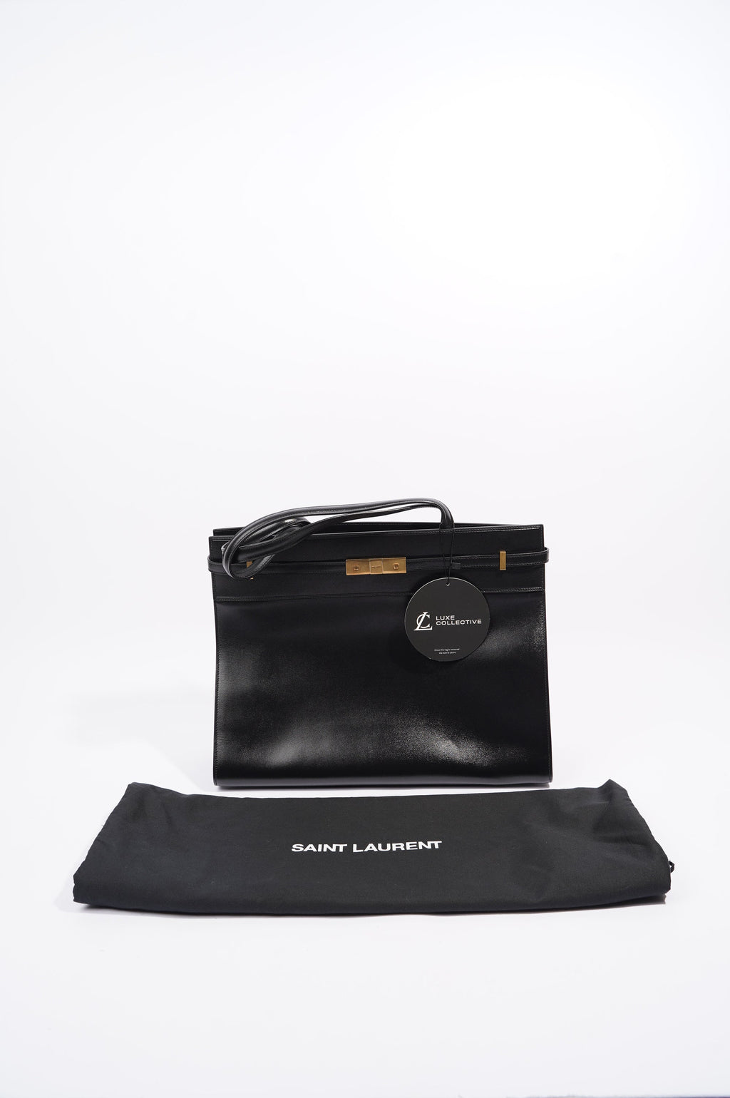 Saint Laurent Womens Manhattan Shopping Bag Black Gold Medium