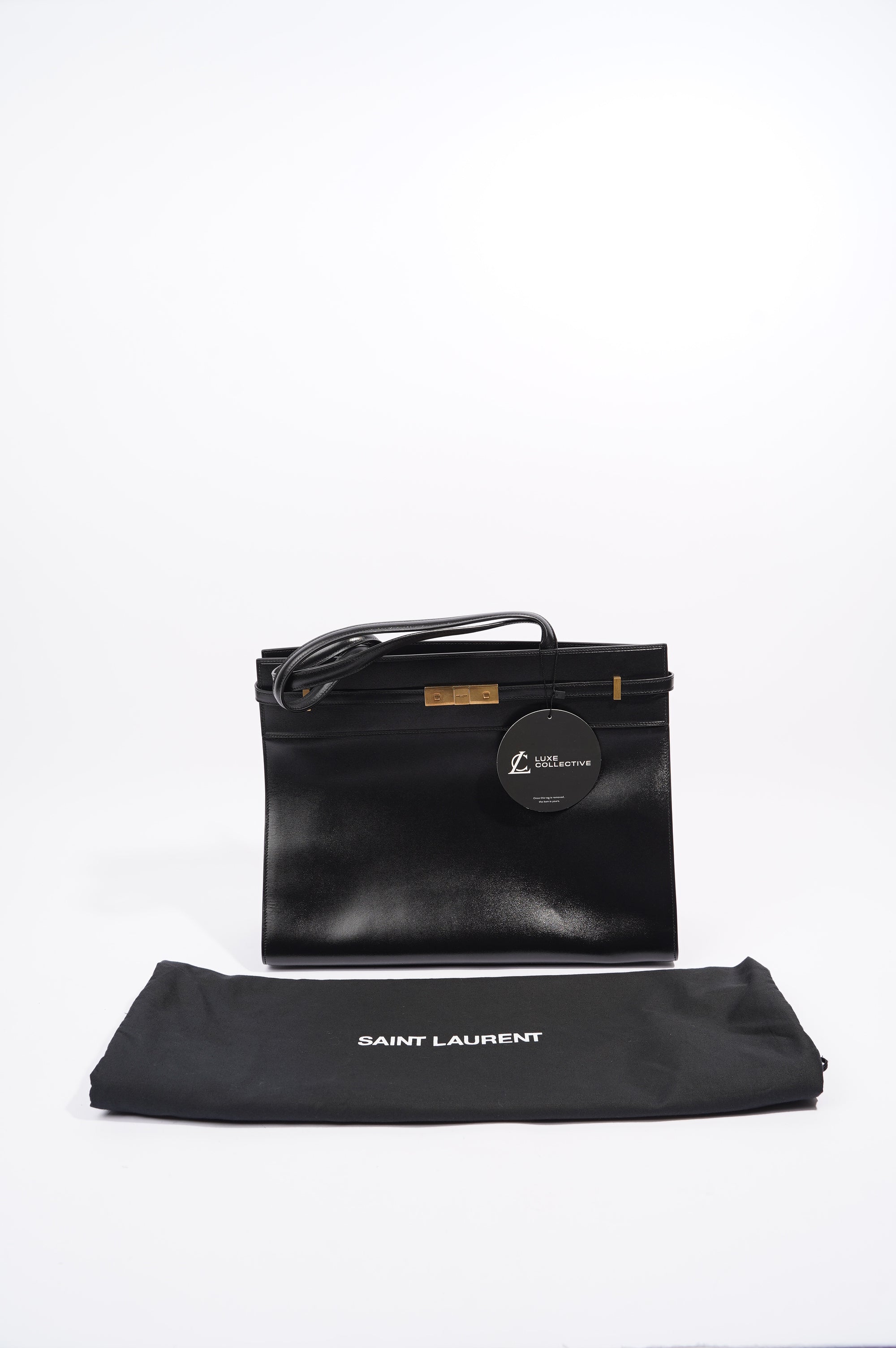 Saint Laurent Womens Manhattan Shopping Bag Black Gold Medium