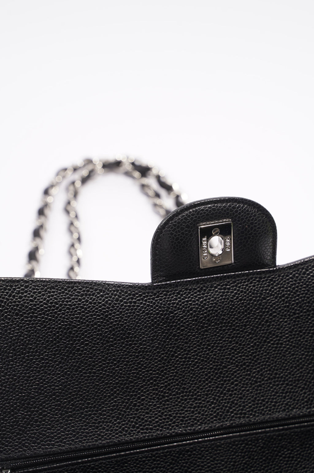 Chanel Womens Caviar Classic Double Flap Black Large