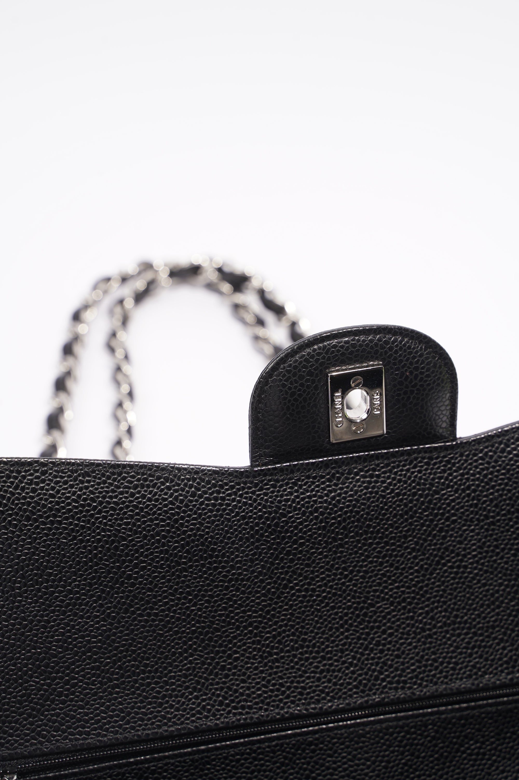 Chanel Womens Caviar Classic Double Flap Black Large