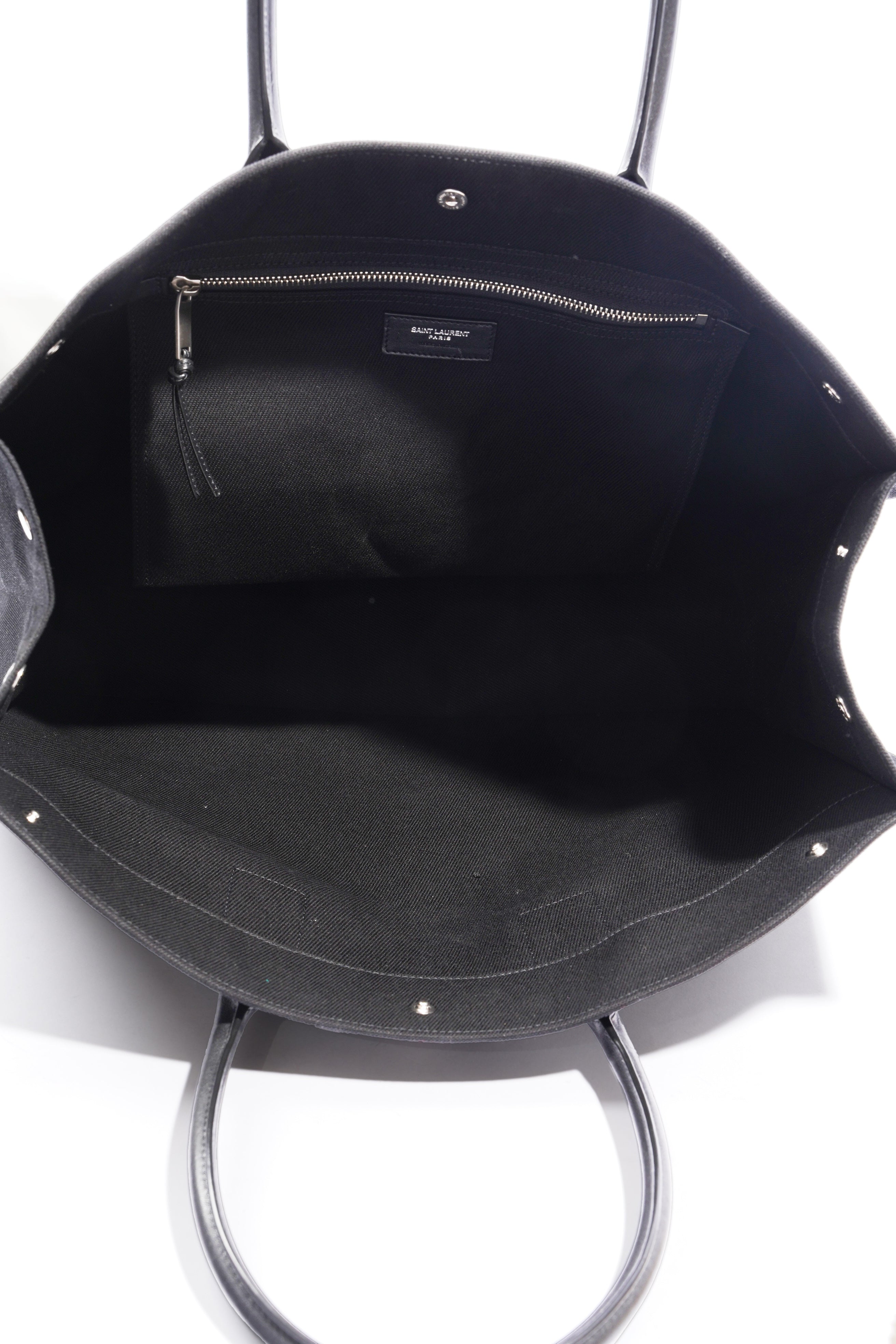 Saint Laurent Rive Gauche Tote Black Canvas Large