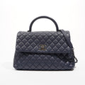 Chanel Womens Coco Top Handle Navy Large