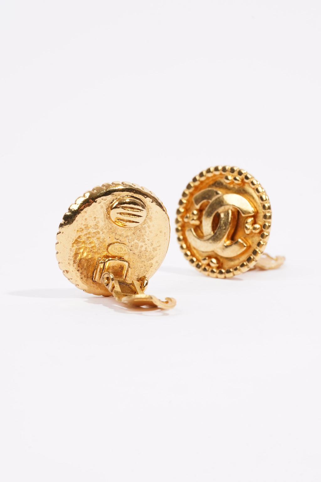 Chanel Logo Earrings Gold Gold Plated