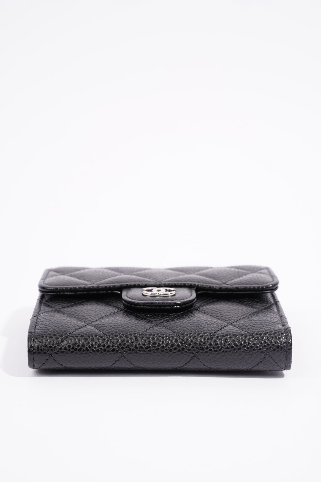 Chanel Womens Classic Flap Wallet Black Caviar Leather Small