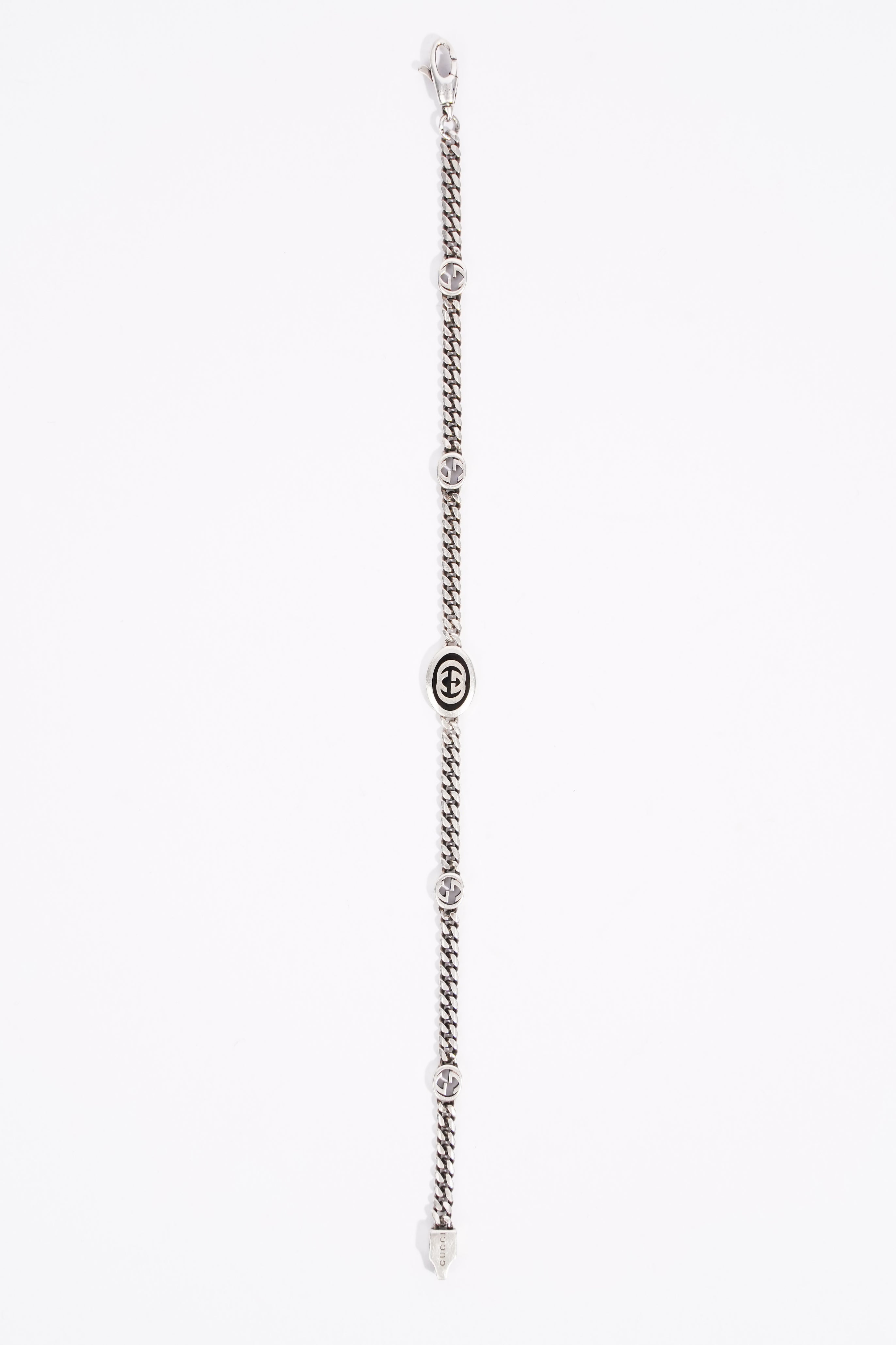 Gucci Mens Interlocking G Bracelet Sterling Sterling