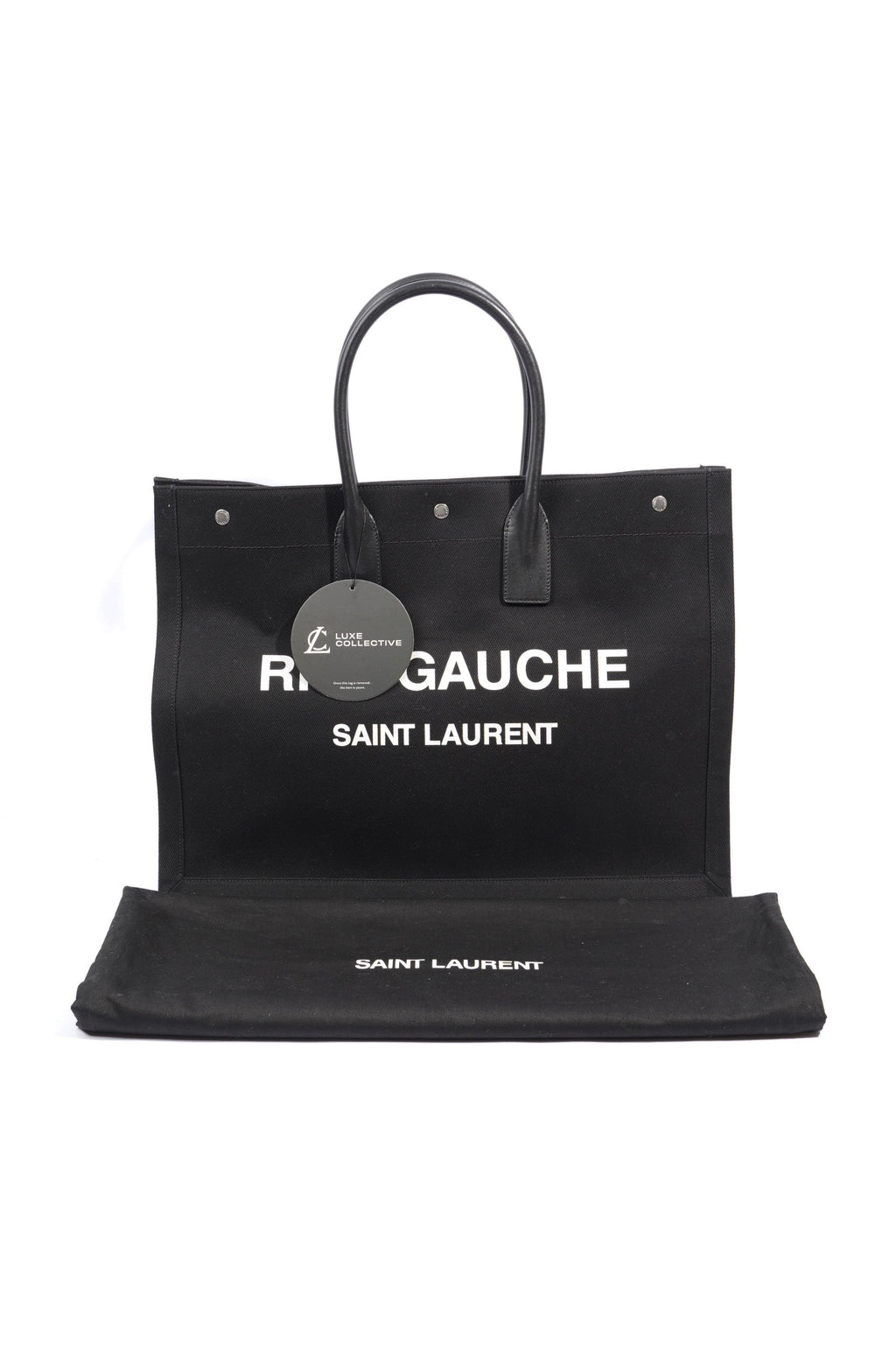 Saint Laurent Rive Gauche Tote Black Canvas Large