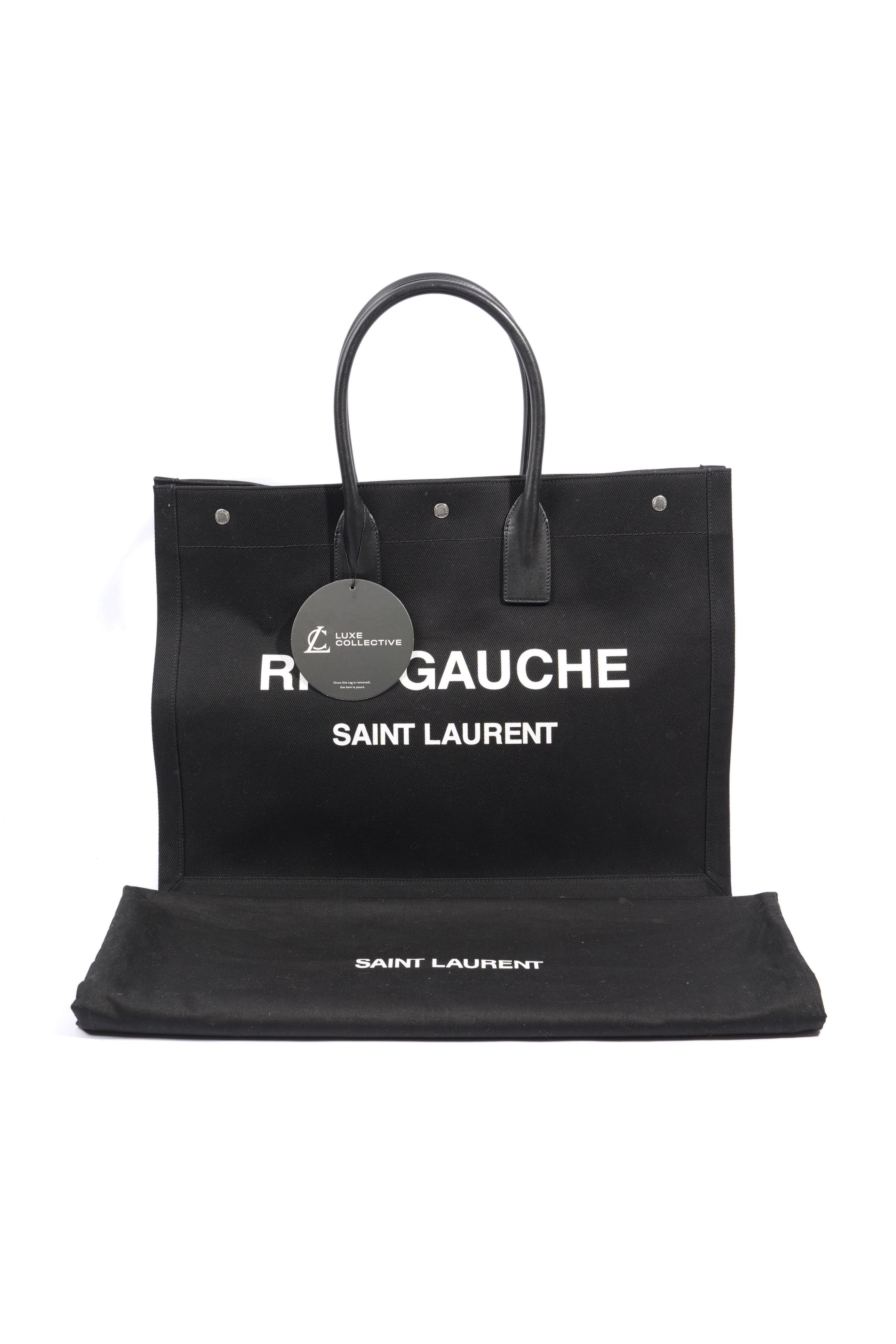 Saint Laurent Rive Gauche Tote Black Canvas Large