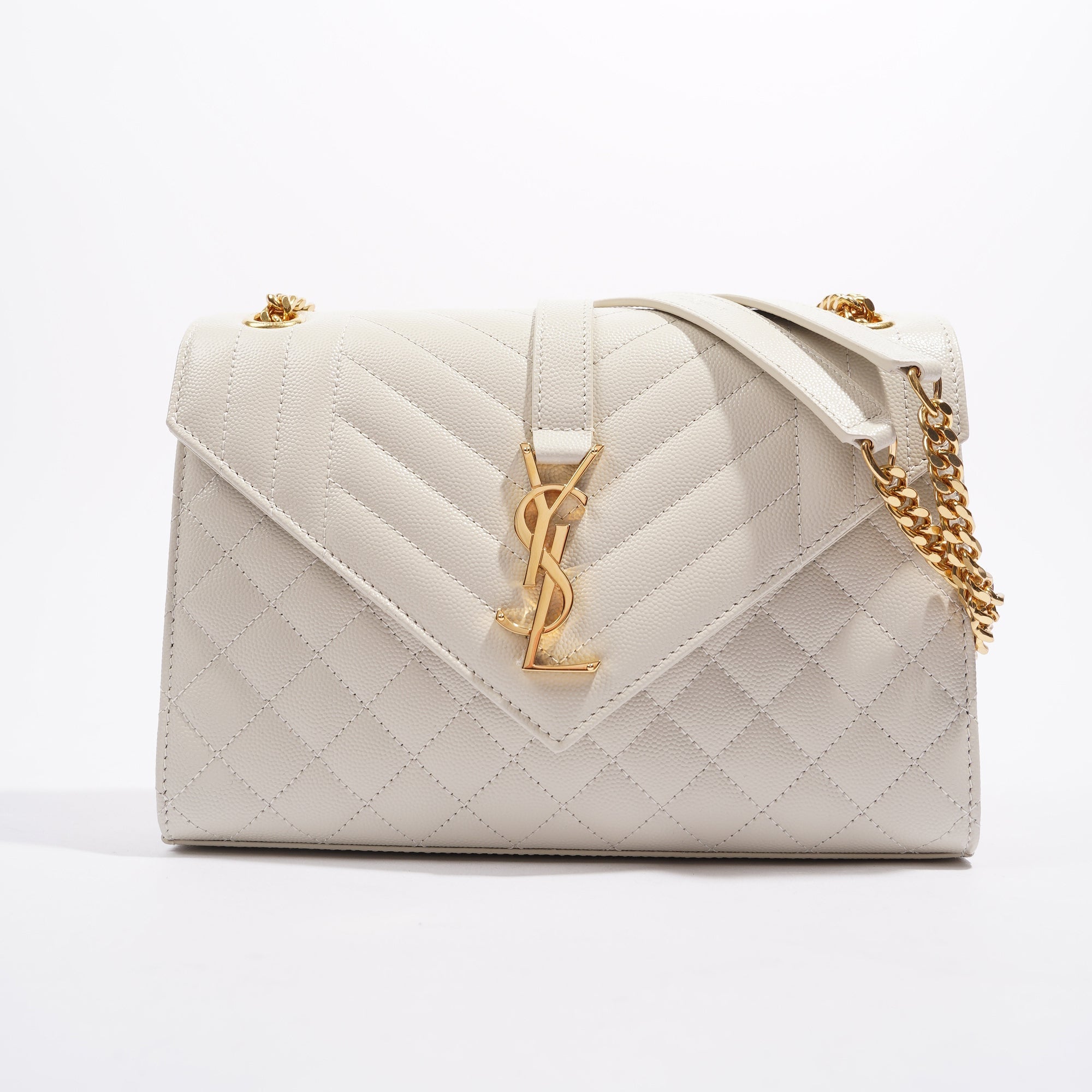 Saint Laurent Womens Envelope Medium Bag Cream