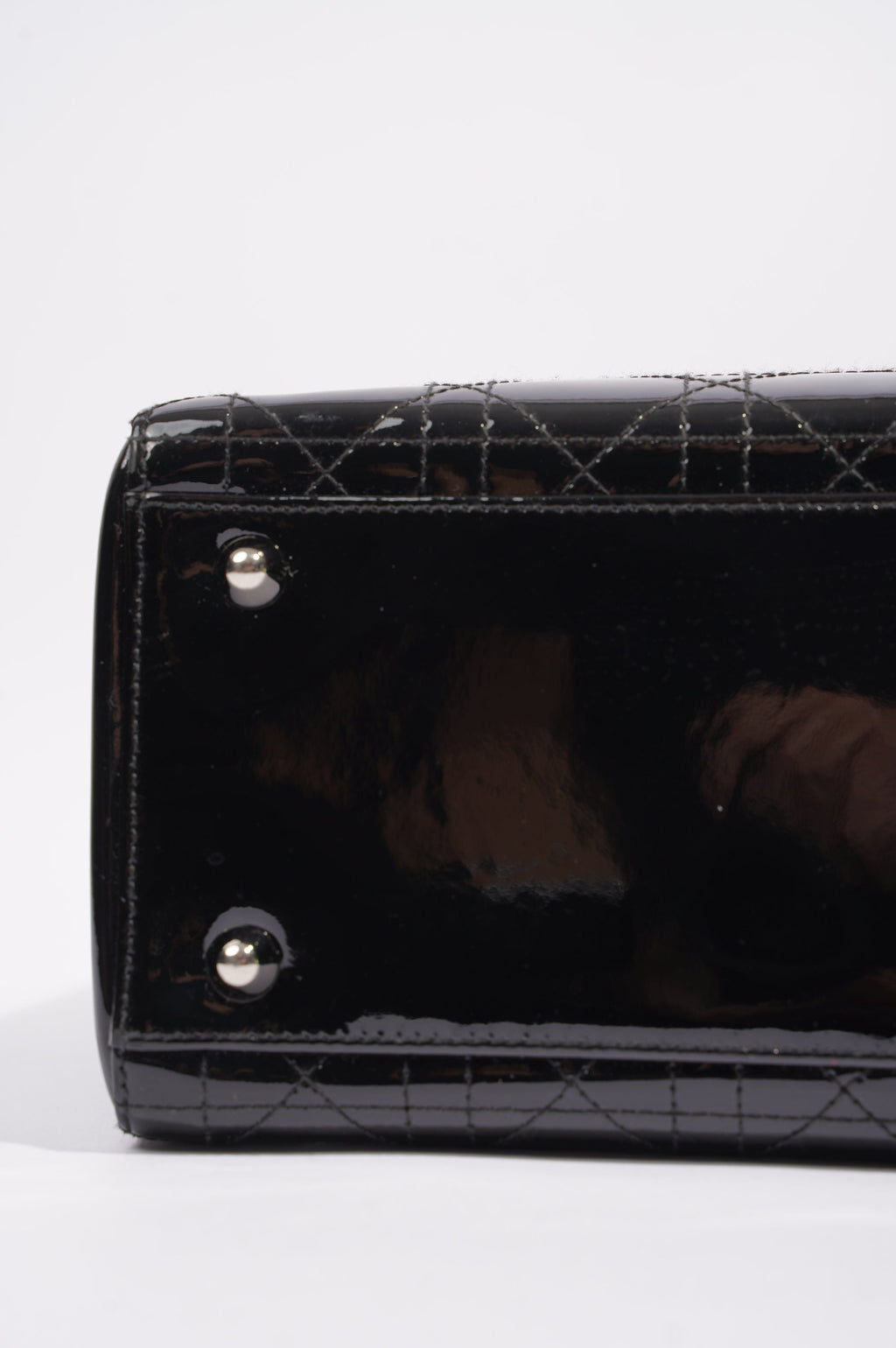 Christian Dior Lady Dior Bag Black Patent Leather Large