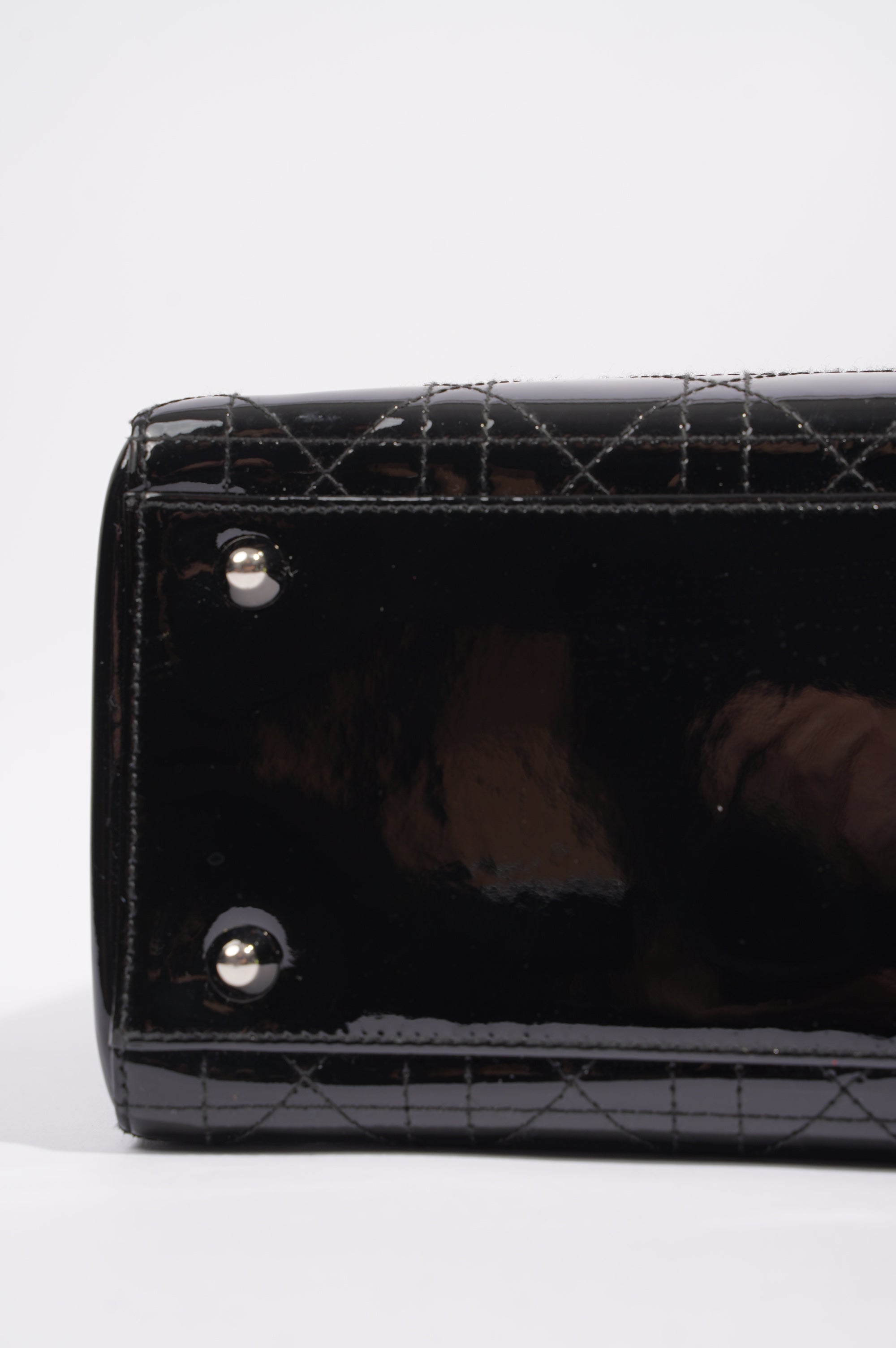 Christian Dior Lady Dior Bag Black Patent Leather Large