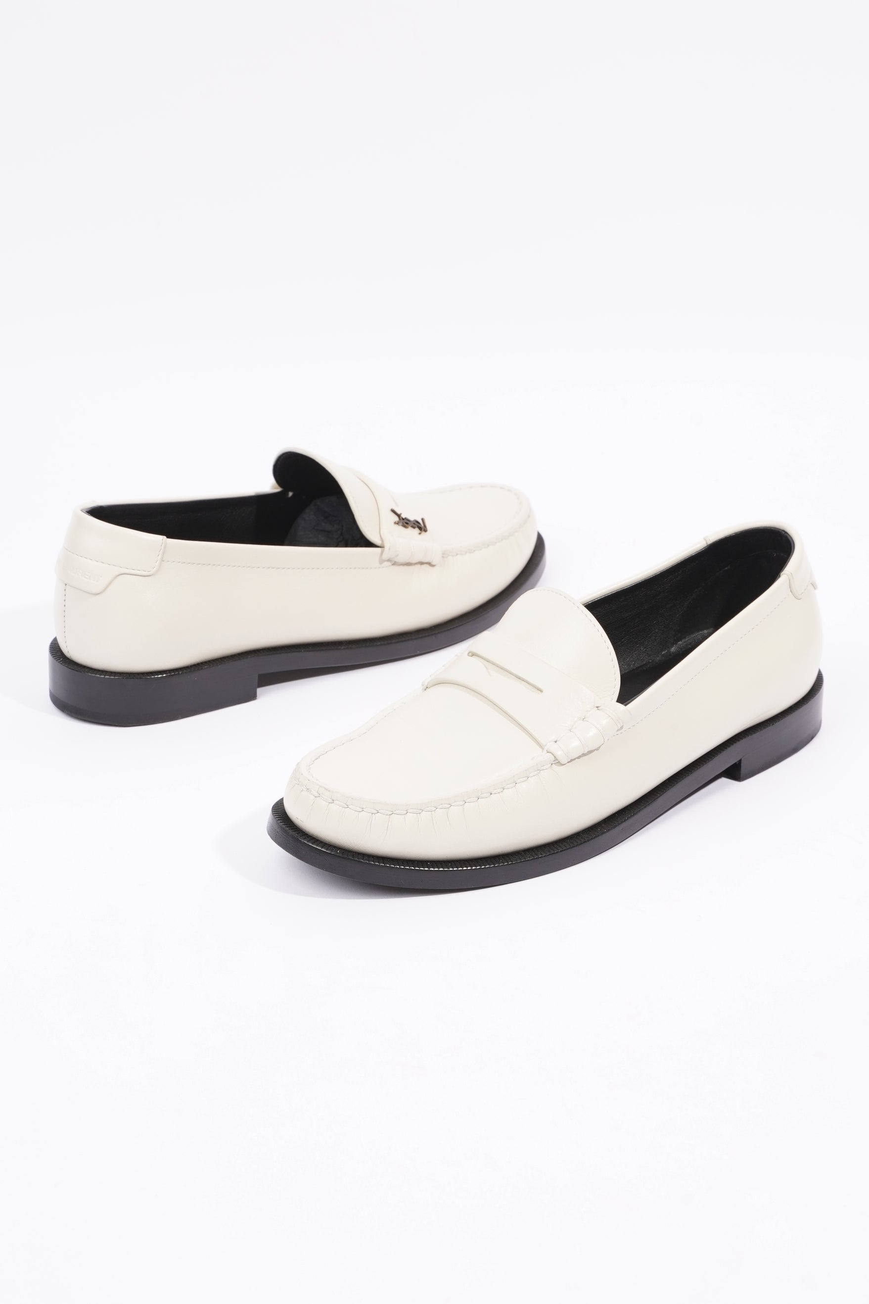 Saint Laurent Womens Le Loafer 15 Mocassin White / Black EU 37.5 / UK 4.5
