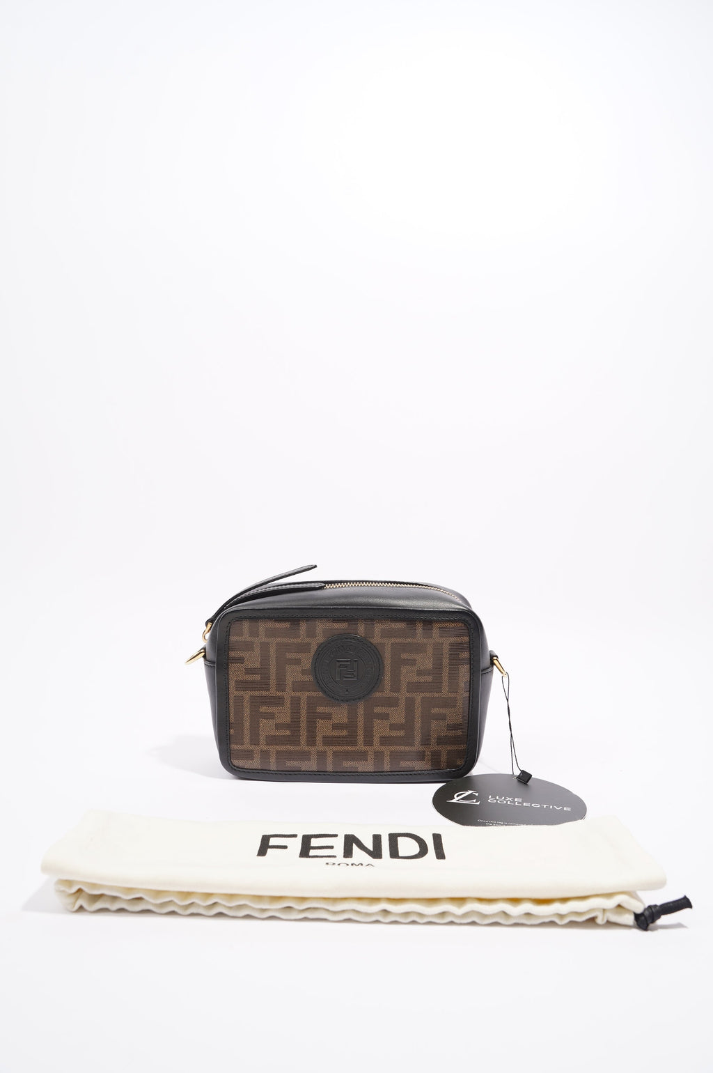 Fendi Womens Camera Bag Monogram / Black Canvas / Leather Mini