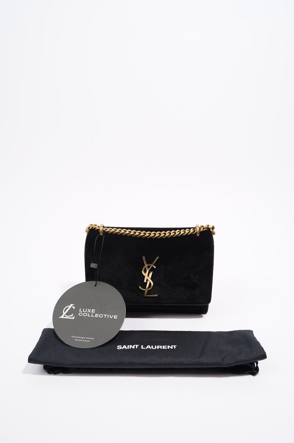 Saint Laurent Womens Sunset Black Velvet Small