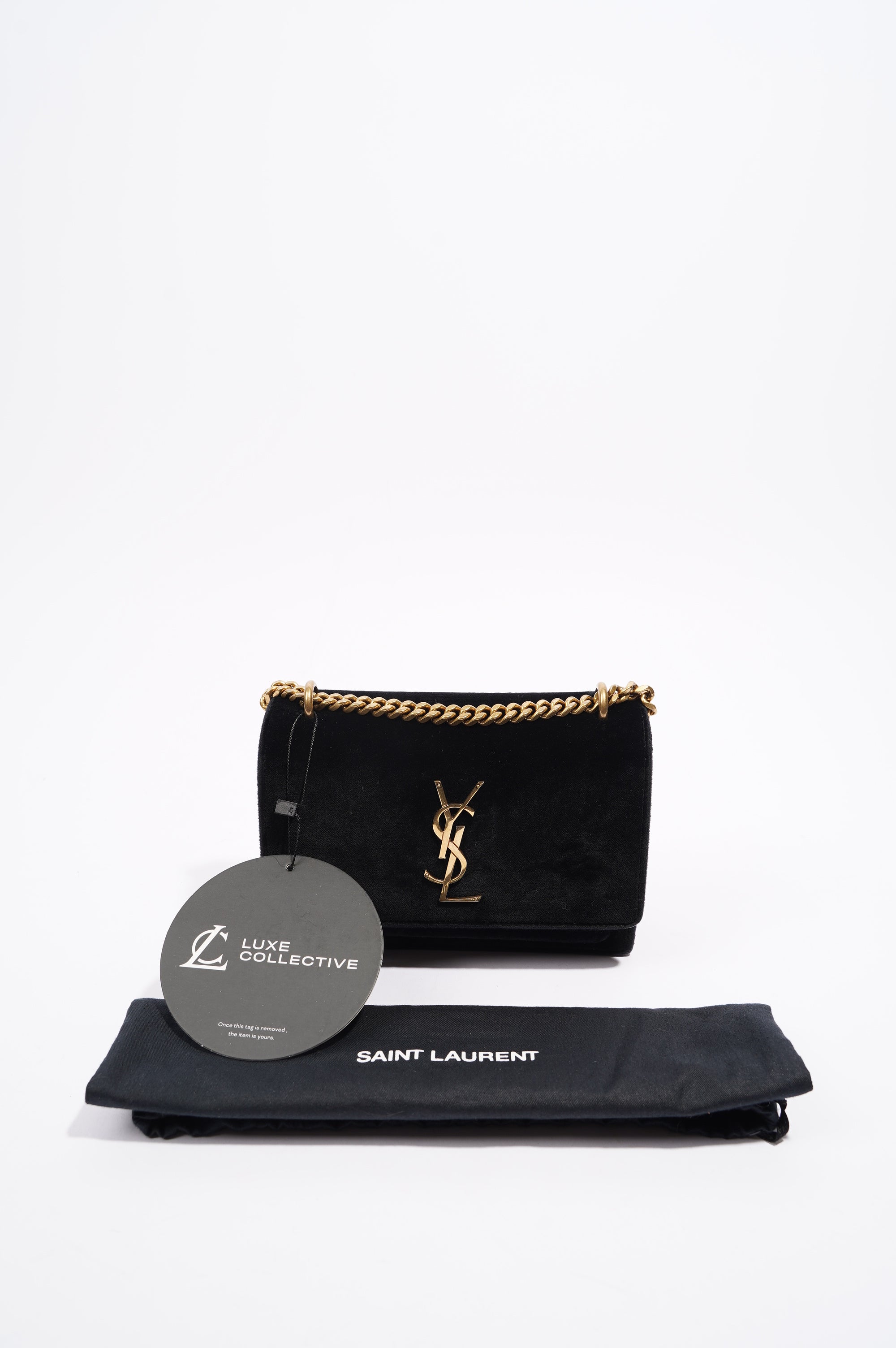 Saint Laurent Womens Sunset Black Velvet Small