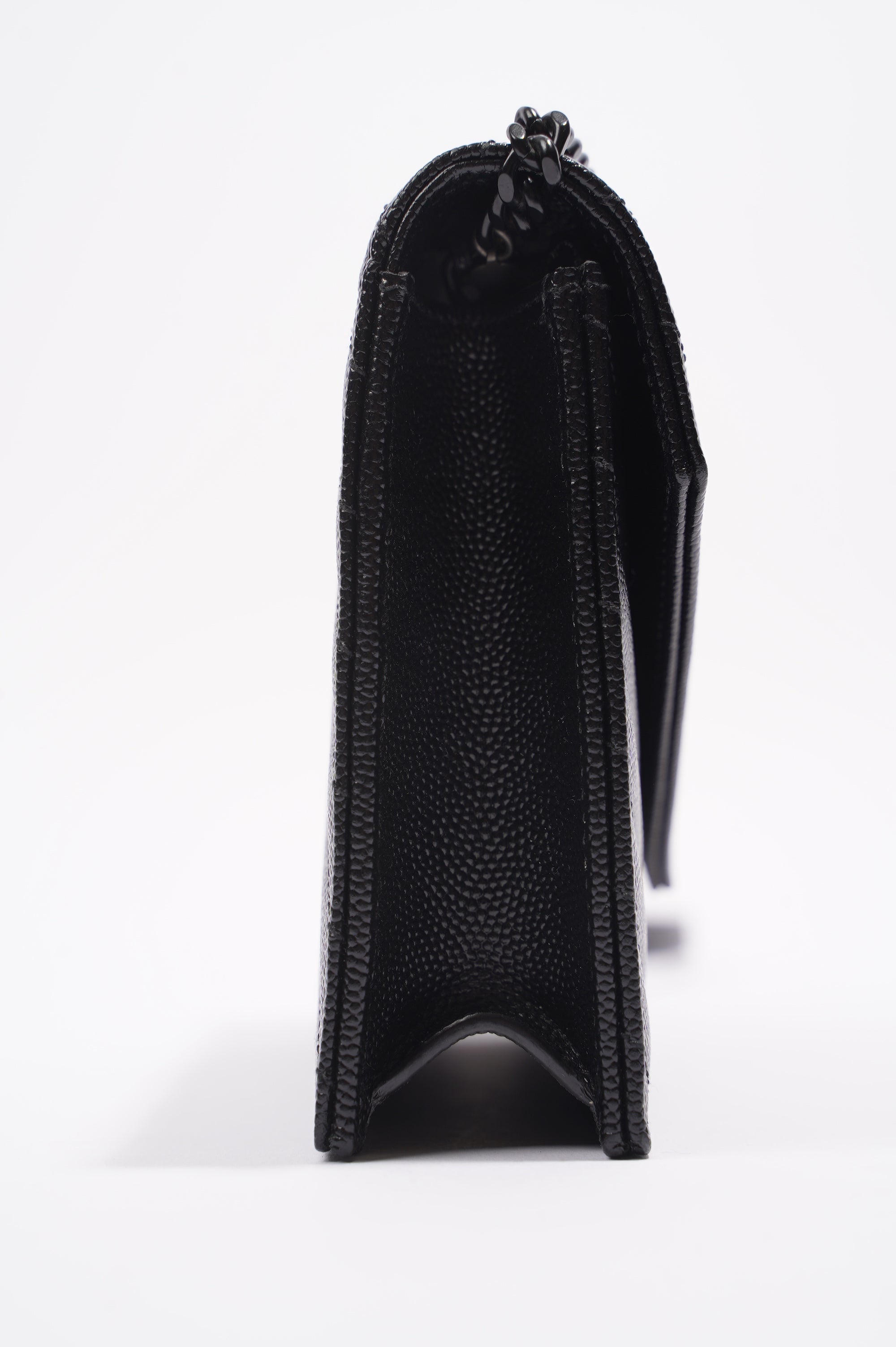 Saint Laurent Womens Cassandre Envelope Chain Bag Black Leather